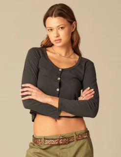 Nicoli T-shirts<ANTHRACITE BUTTONED T-SHIRT Grises antracitas