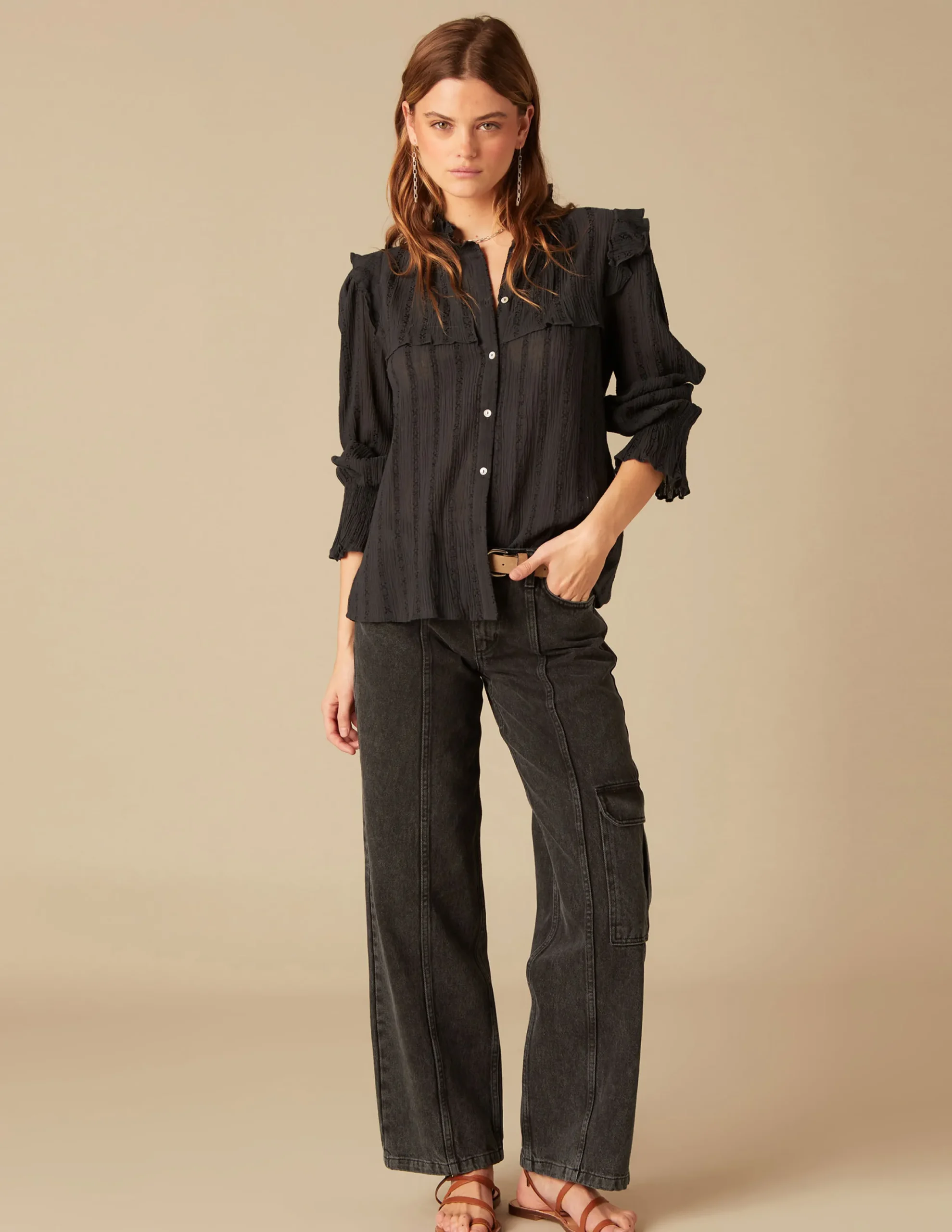 Nicoli Trousers|Denim<ANTHRACITE CARGO TROUSERS Grises antracitas