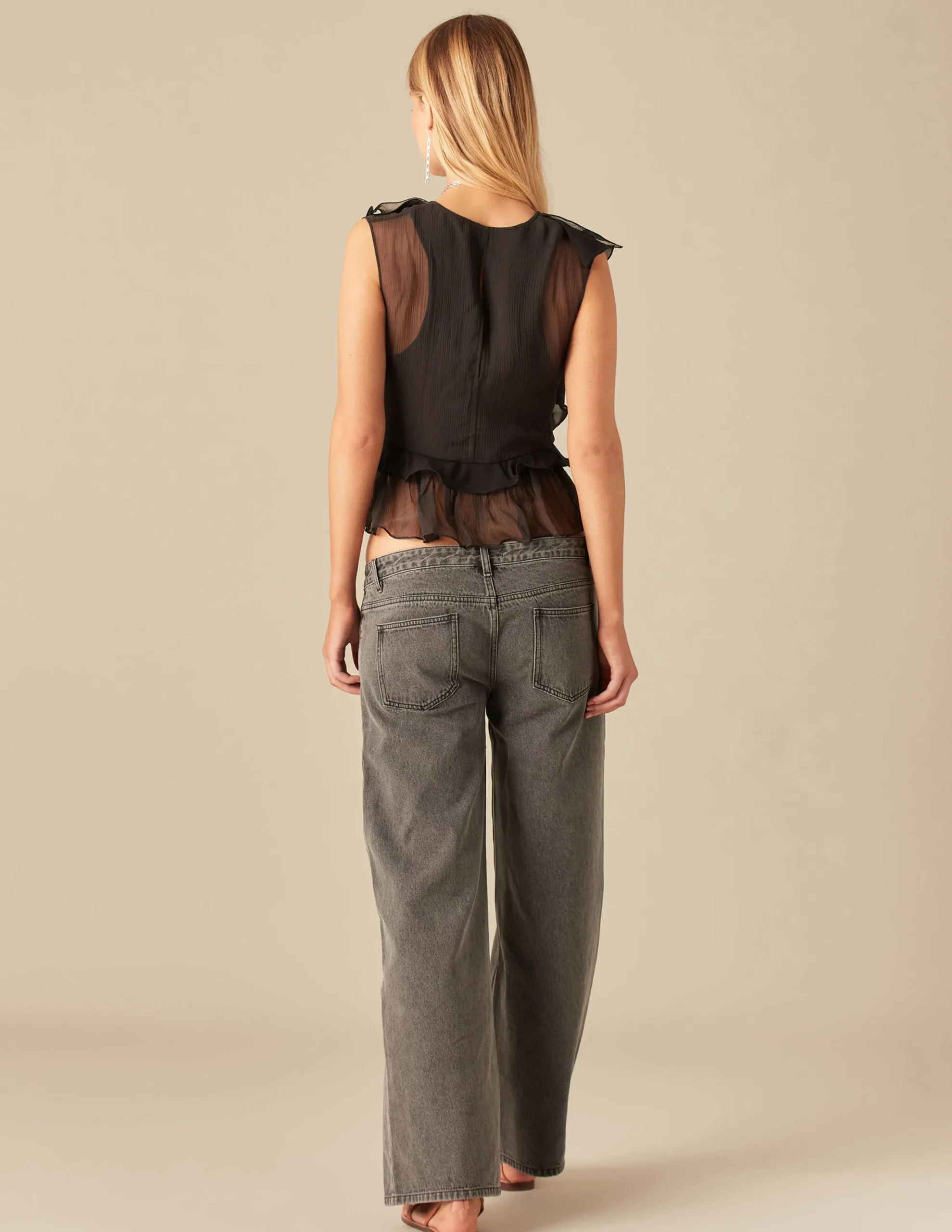 Nicoli Tops<ANTHRACITE CHIFFON TOP Grises antracitas
