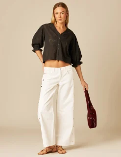 Nicoli Shirts & Blouses<ANTHRACITE EMBROIDERED SHIRT Grises antracitas