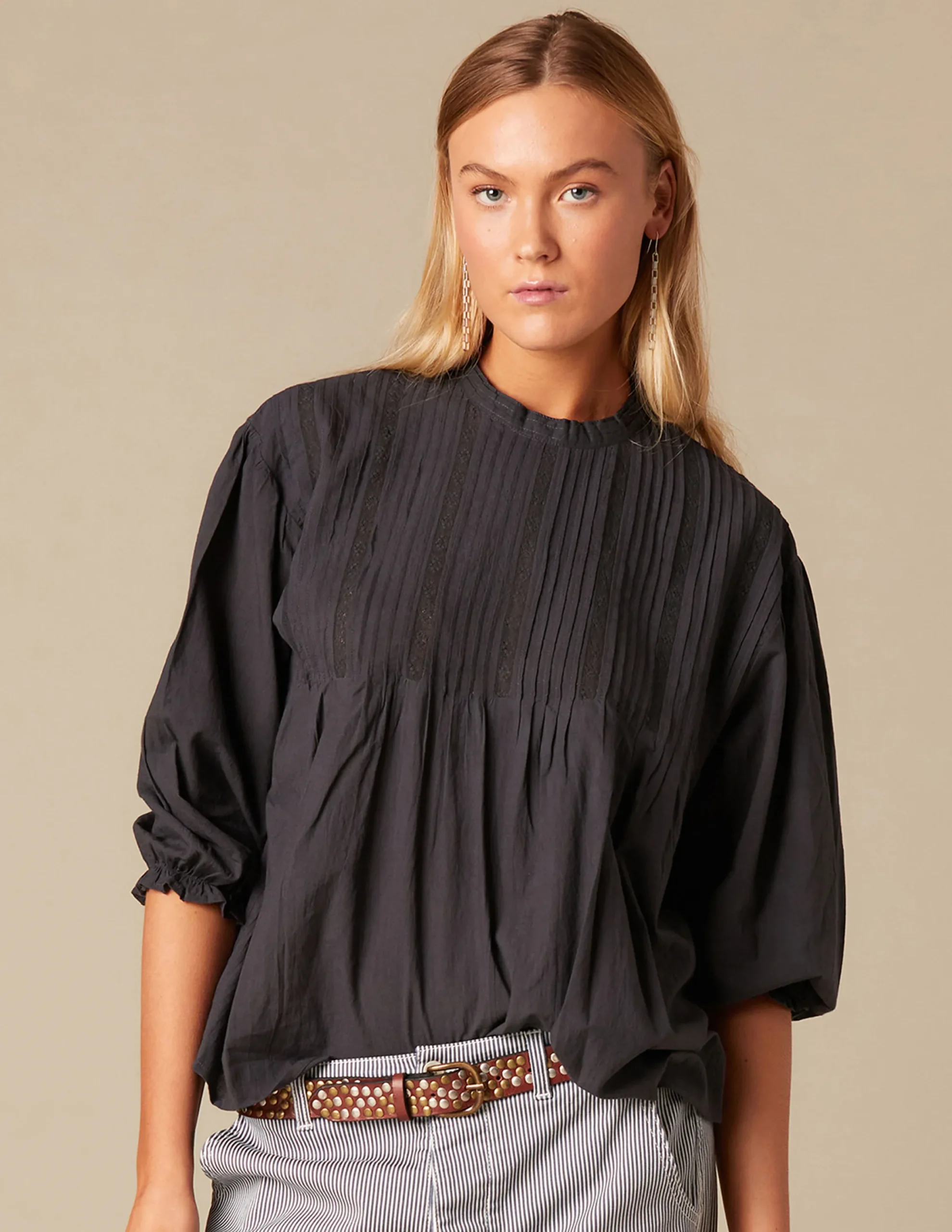 Nicoli Shirts & Blouses<ANTHRACITE LACE SHIRT Blancos
