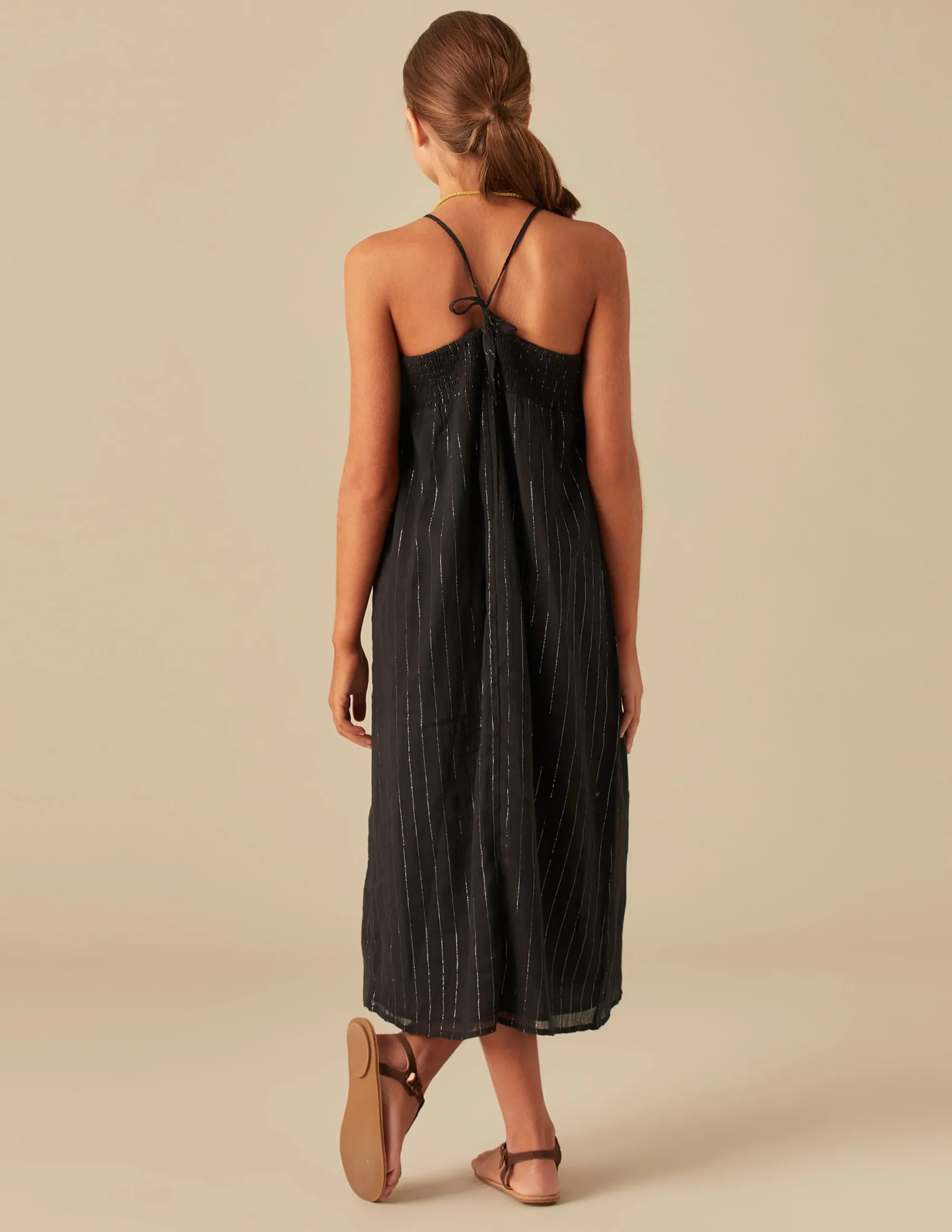 Nicoli Dresses<ANTHRACITE LUREX DRESS Negros