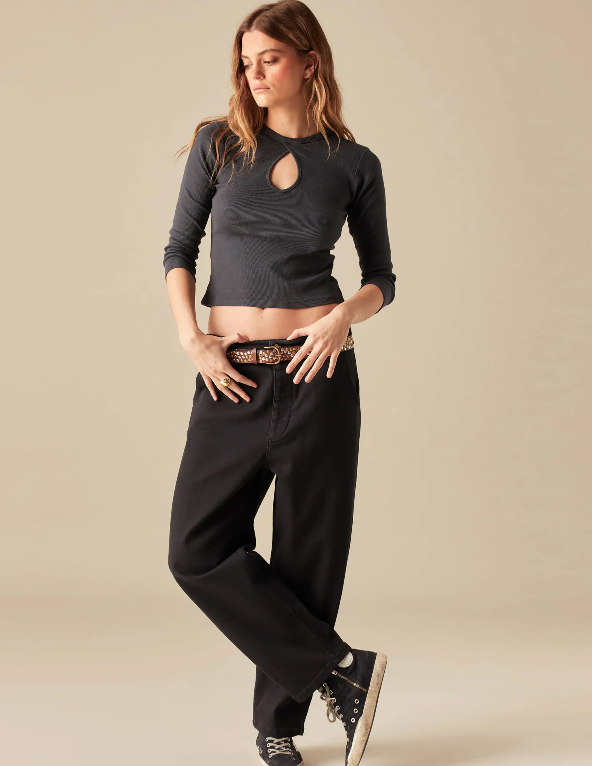 Nicoli T-shirts<ANTHRACITE OPEN T-SHIRT Grises antracitas