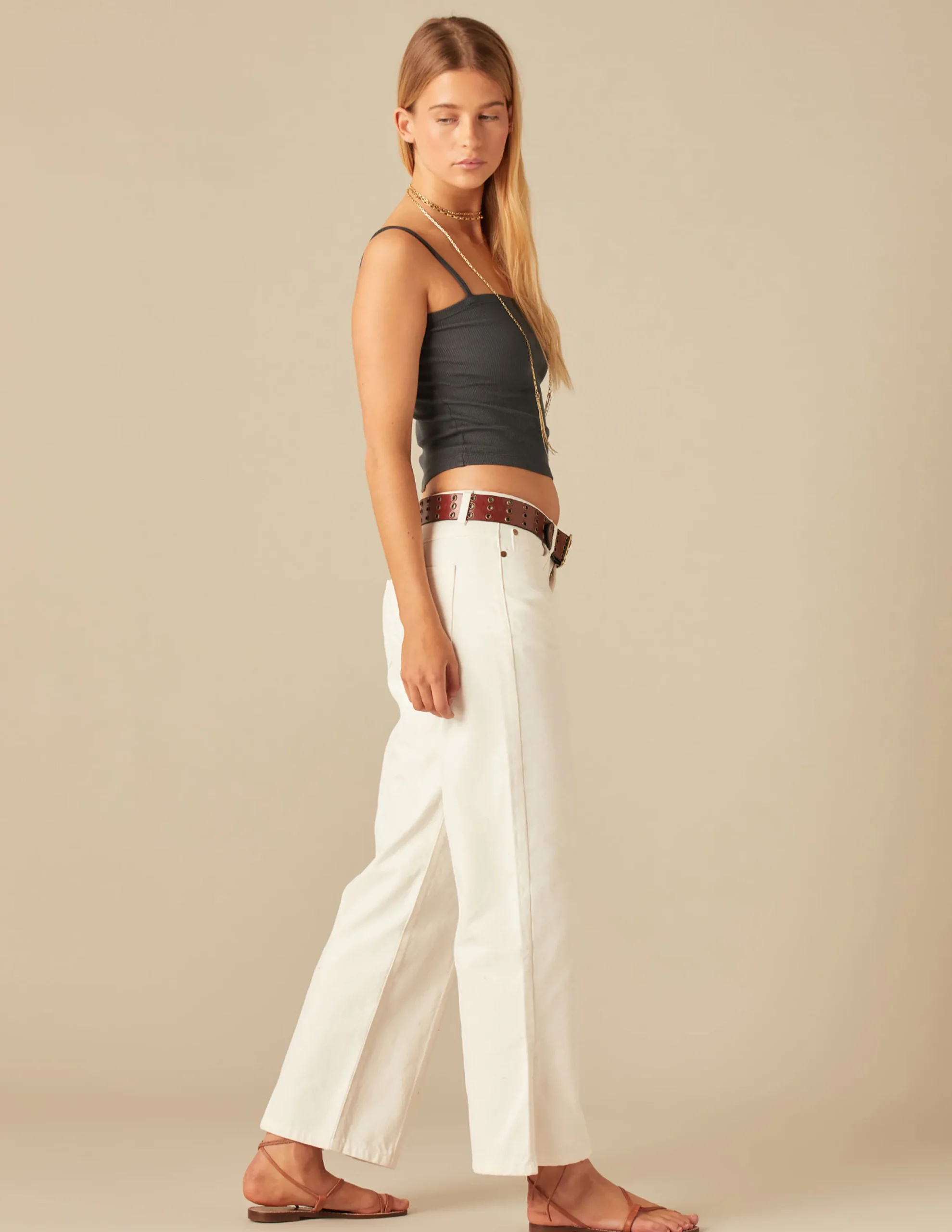 Nicoli T-shirts<Anthracite Ribbed Vest Top Grises antracitas