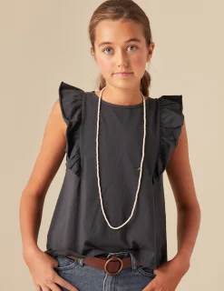 Nicoli T-shirts<ANTHRACITE RUFFLE SHIRT Blancos