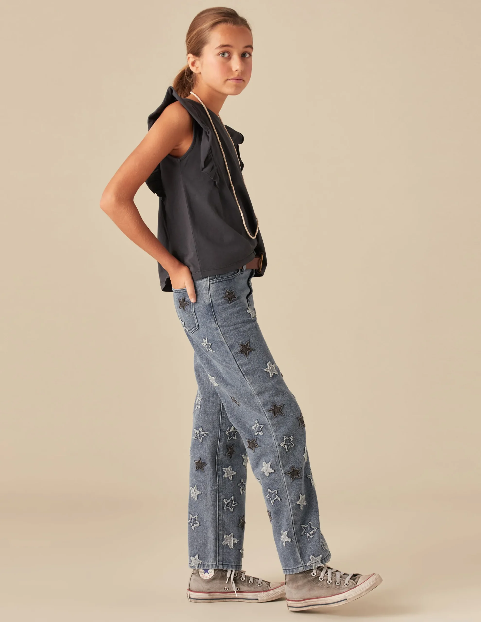 Nicoli T-shirts<ANTHRACITE RUFFLE SHIRT Blancos