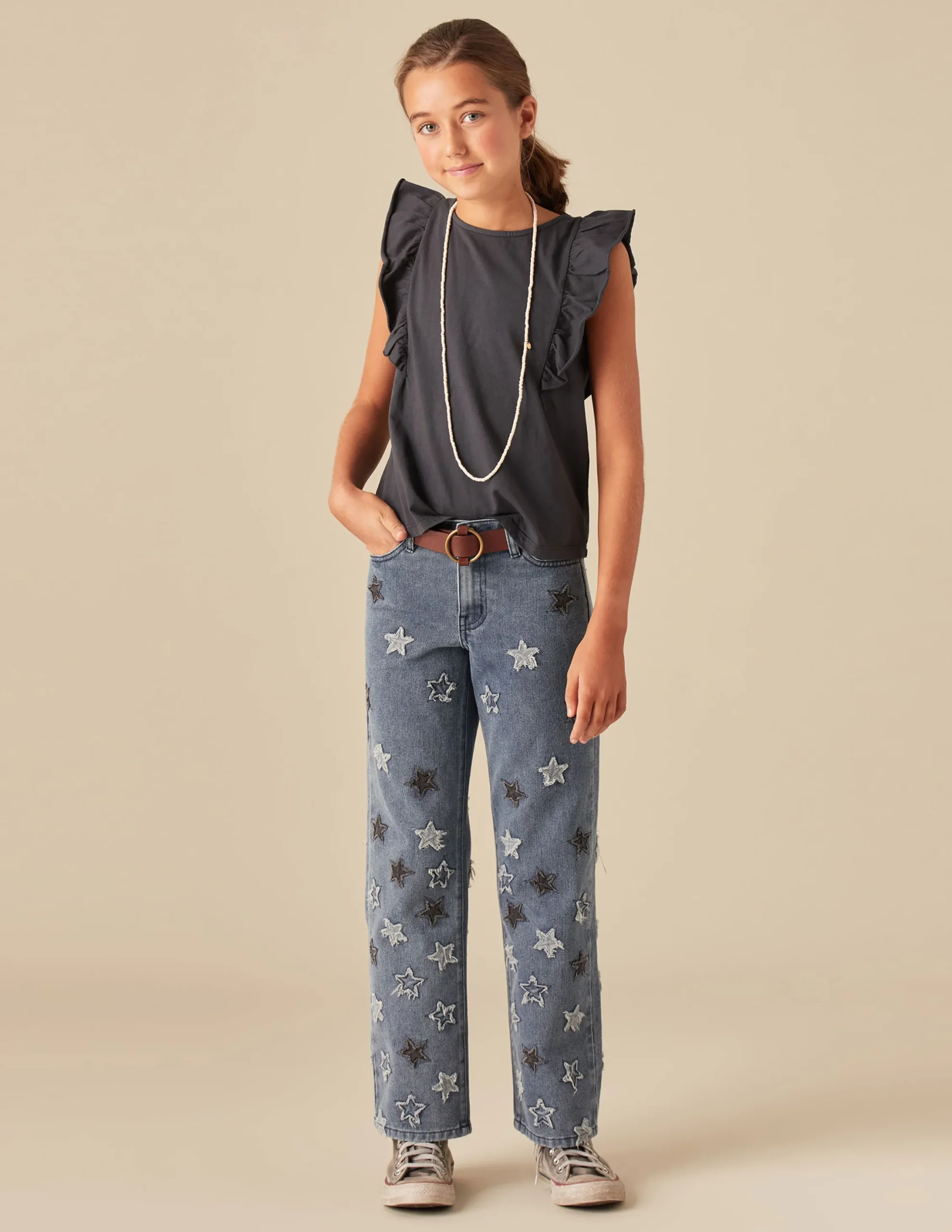 Nicoli T-shirts<ANTHRACITE RUFFLE SHIRT Blancos