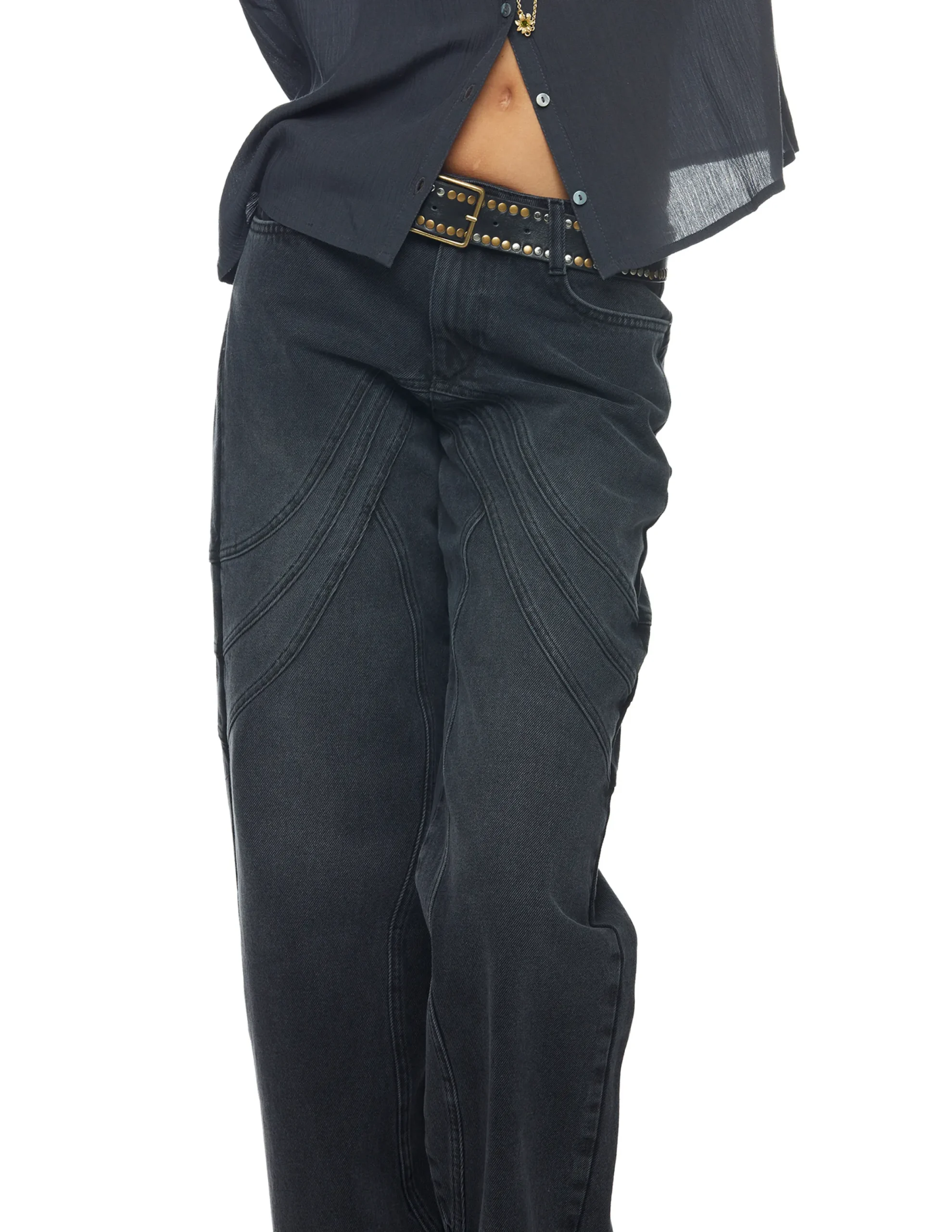 Nicoli Trousers|Denim<ANTHRACITE WAVY JEANS Grises