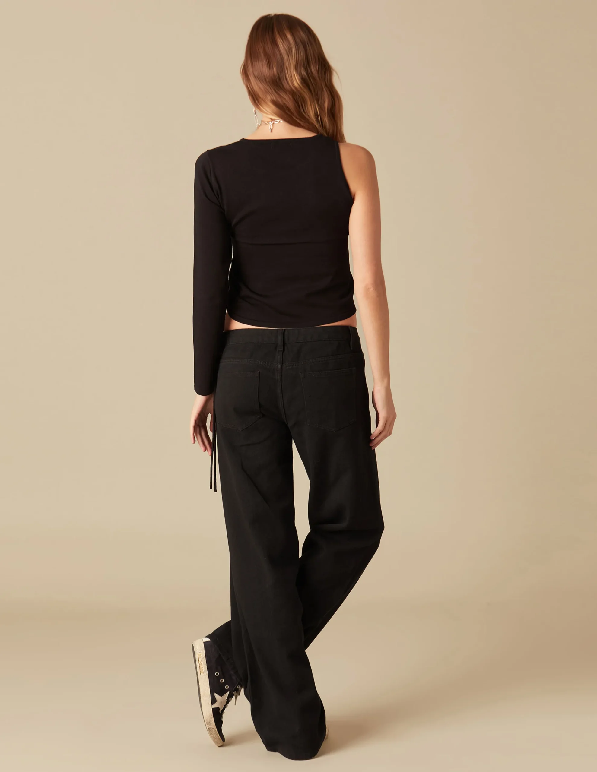 Nicoli Tops<BLACK TOP WITH SIDE OPENING Negros