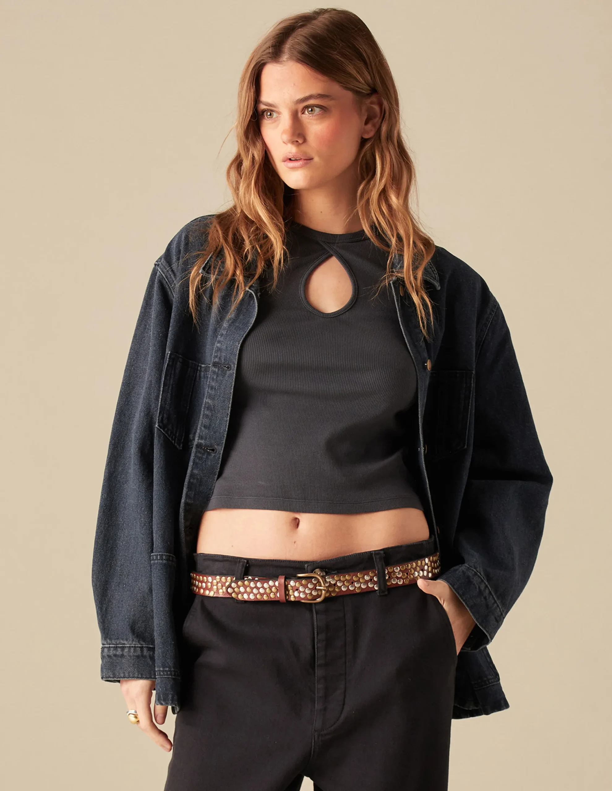 Nicoli Outerwear|Denim<BLUE BLACK DENIM JACKET Azul vaquero