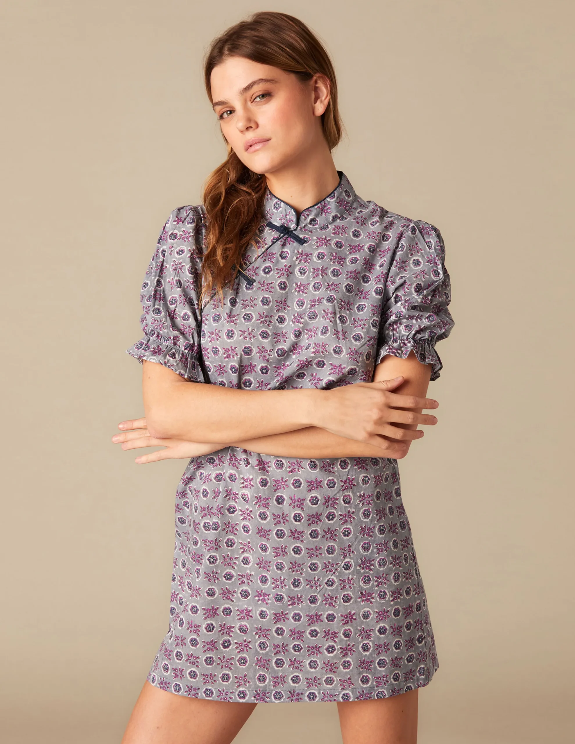 Nicoli Dresses<BLUE FLORAL DRESS Lila