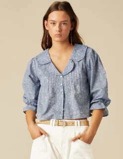 Nicoli Shirts & Blouses<BLUE FLORAL SHIRT Azules claros