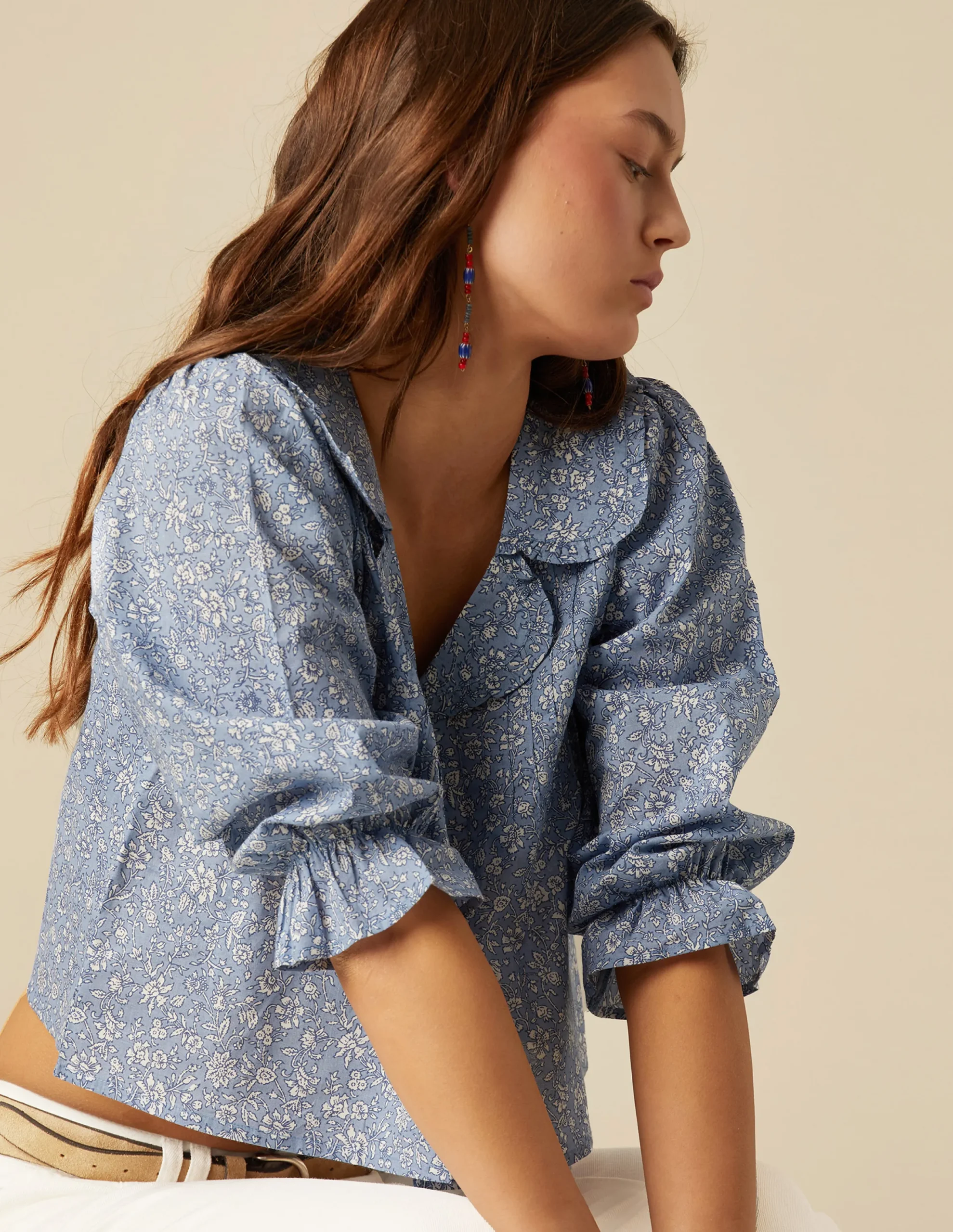 Nicoli Shirts & Blouses<BLUE FLORAL SHIRT Azules claros