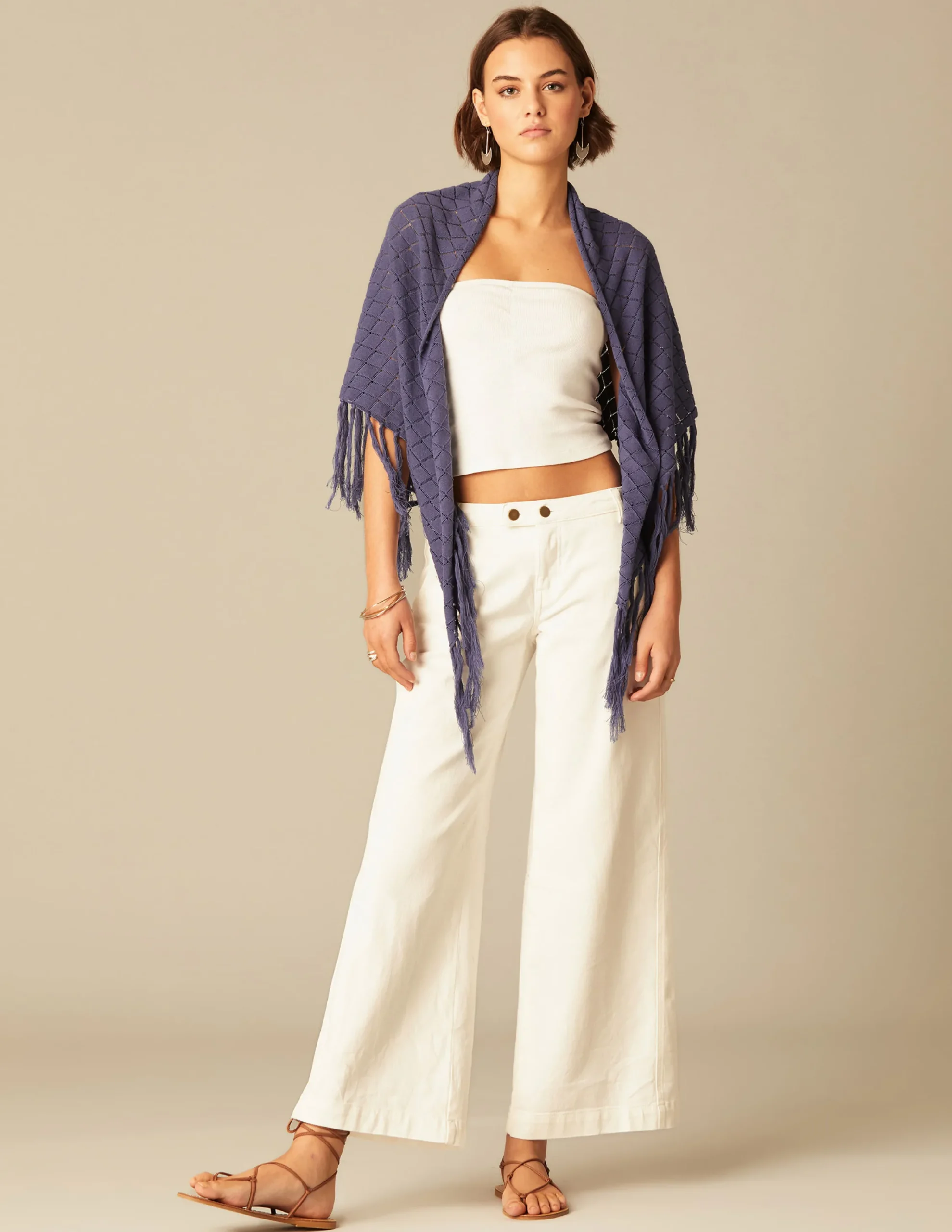 Nicoli Knitwear|Scarves & Shawls<BLUE KNIT SHAWL Azules