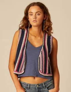 Nicoli Waistcoats|Knitwear<BLUE KNIT VEST Azules