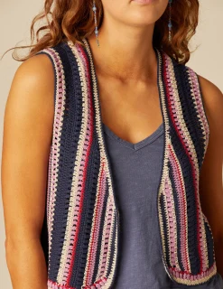 Nicoli Waistcoats|Knitwear<BLUE KNIT VEST Azules