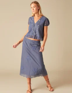 Nicoli Skirts<BLUE LACE SKIRT Azules