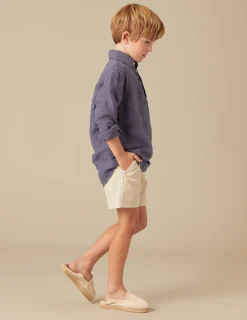 Nicoli Shirts<BLUE LINEN SHIRT Azules claros