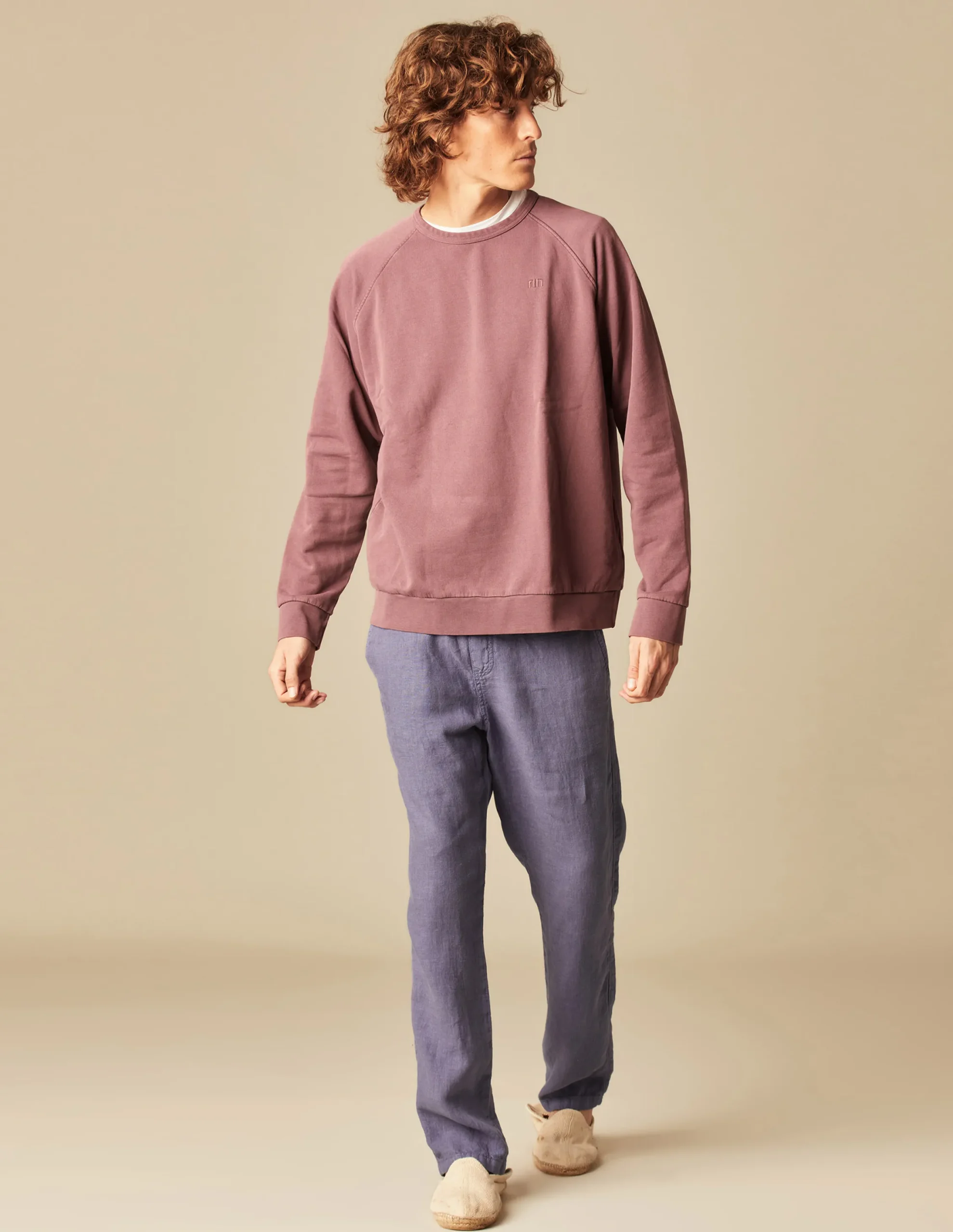 Nicoli Trousers<BLUE LINEN TROUSERS Verde caza