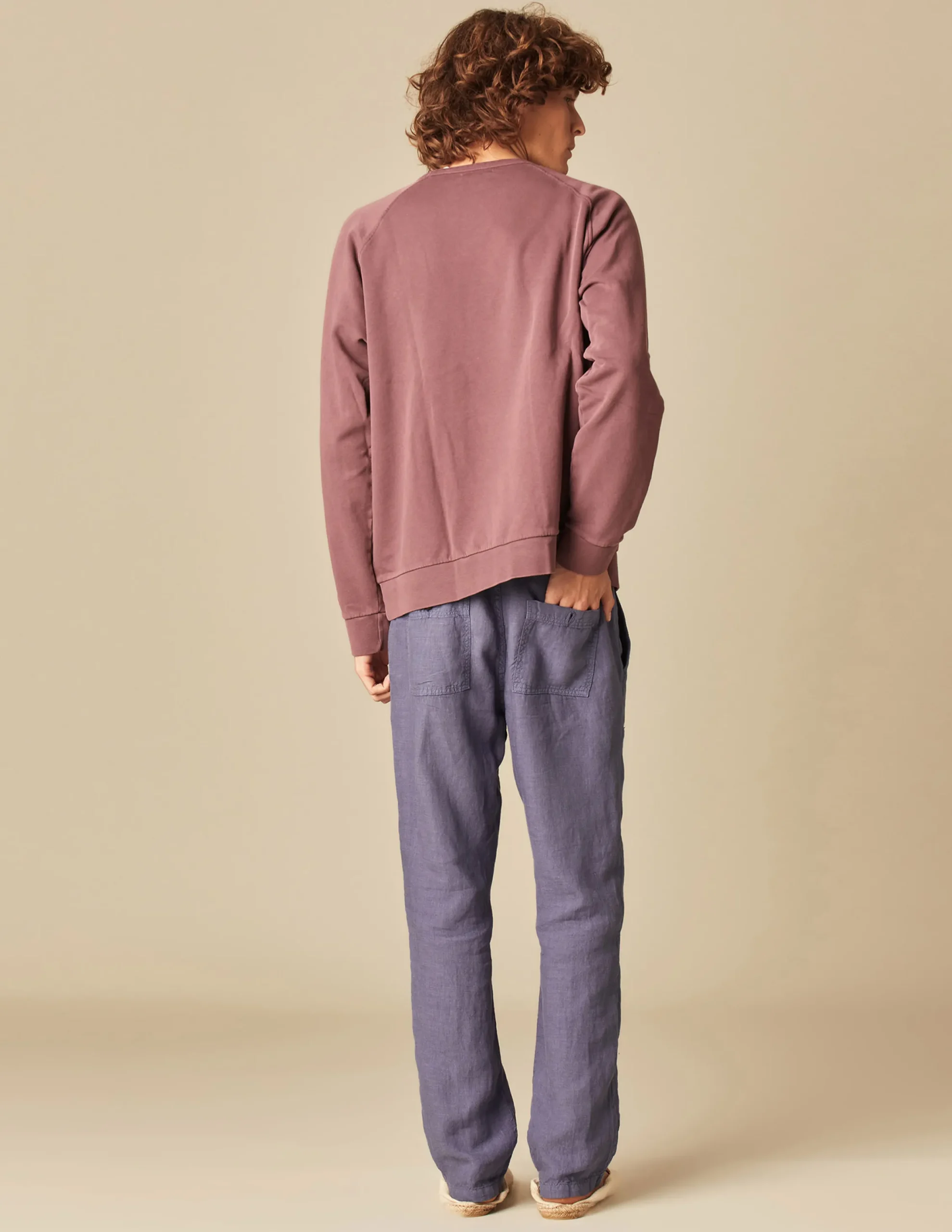 Nicoli Trousers<BLUE LINEN TROUSERS Verde caza