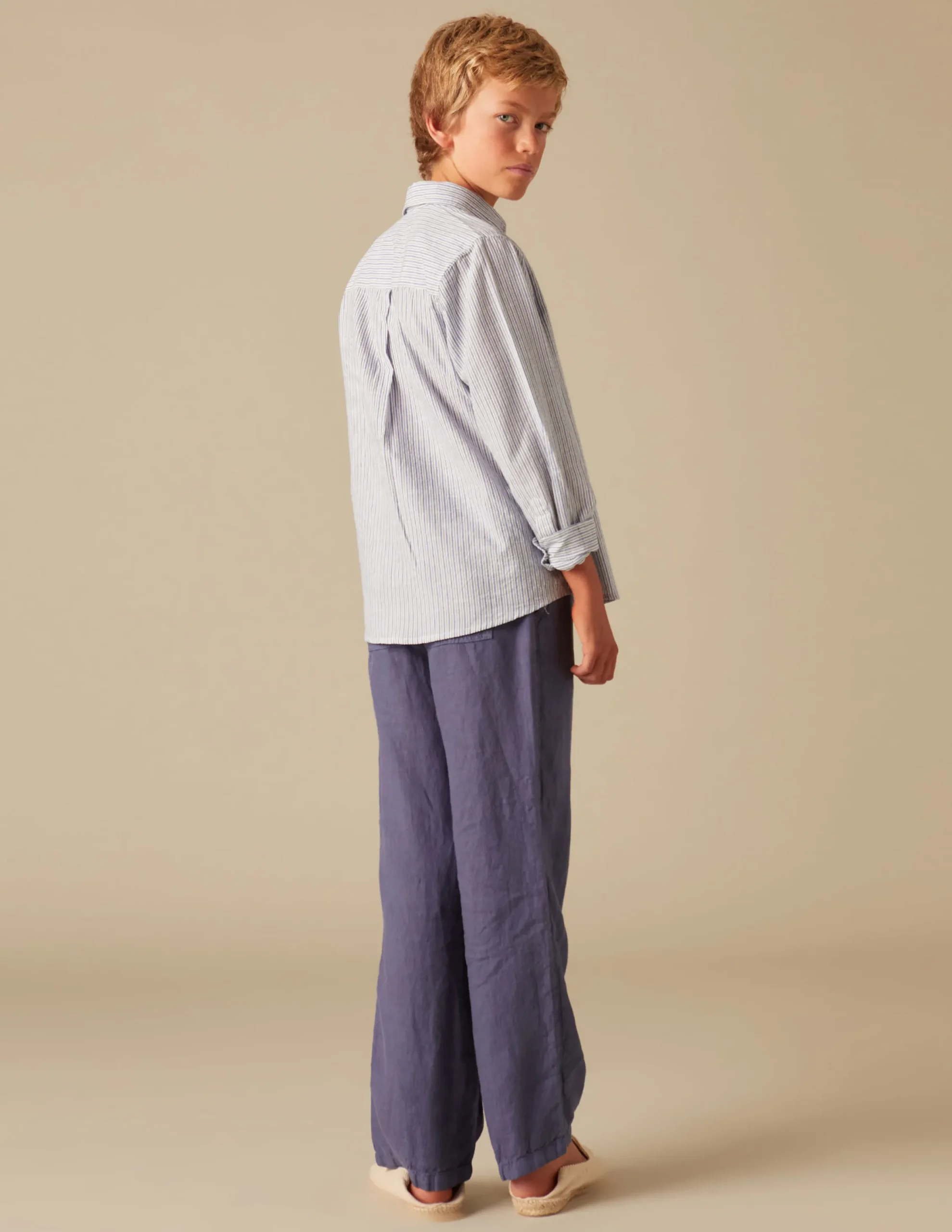 Nicoli Trousers<BLUE LINEN TROUSERS Azules