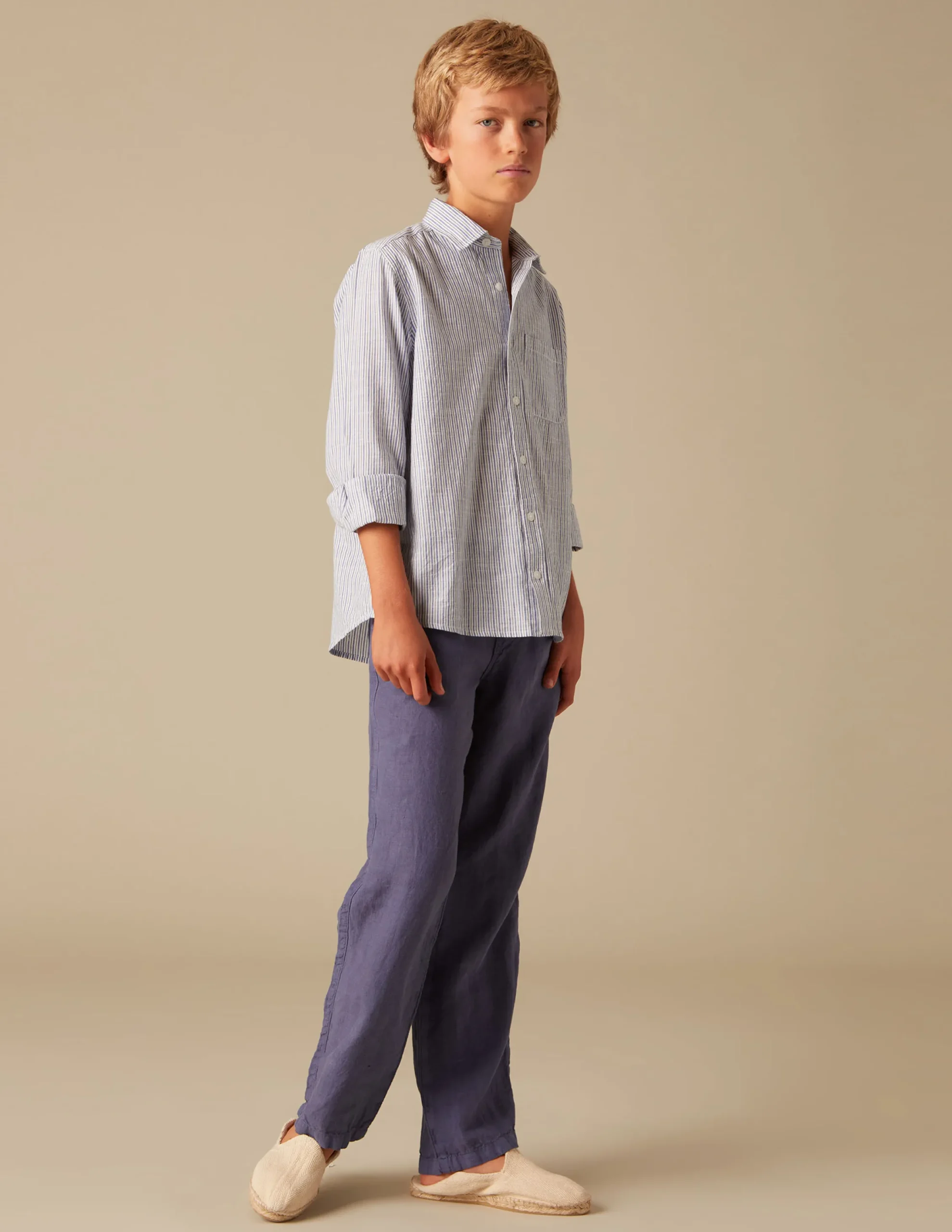 Nicoli Trousers<BLUE LINEN TROUSERS Azules