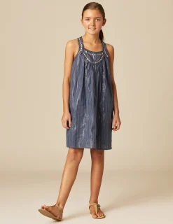 Nicoli Dresses<BLUE LUREX STRIPED DRESS Azules oscuros