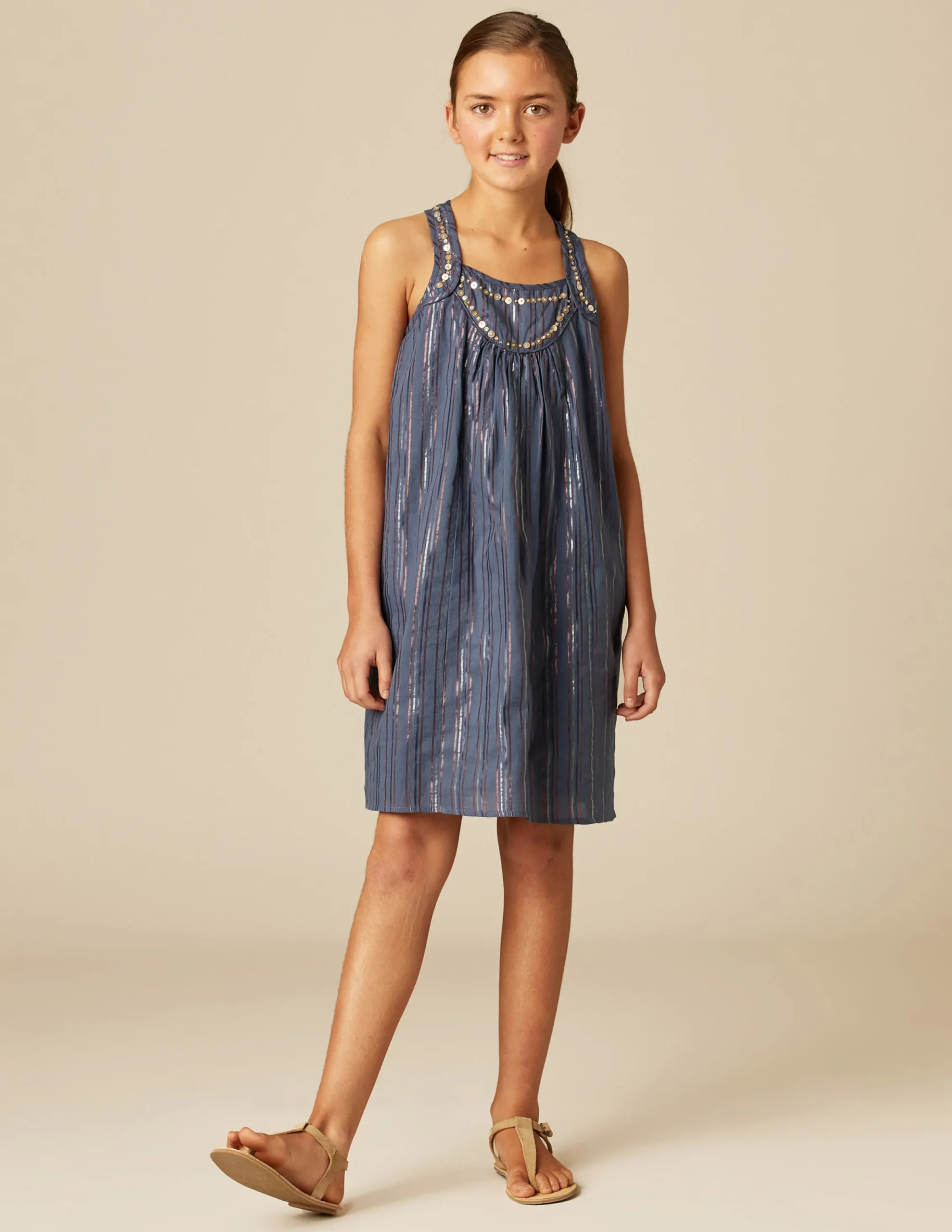 Nicoli Dresses<BLUE LUREX STRIPED DRESS Azules oscuros