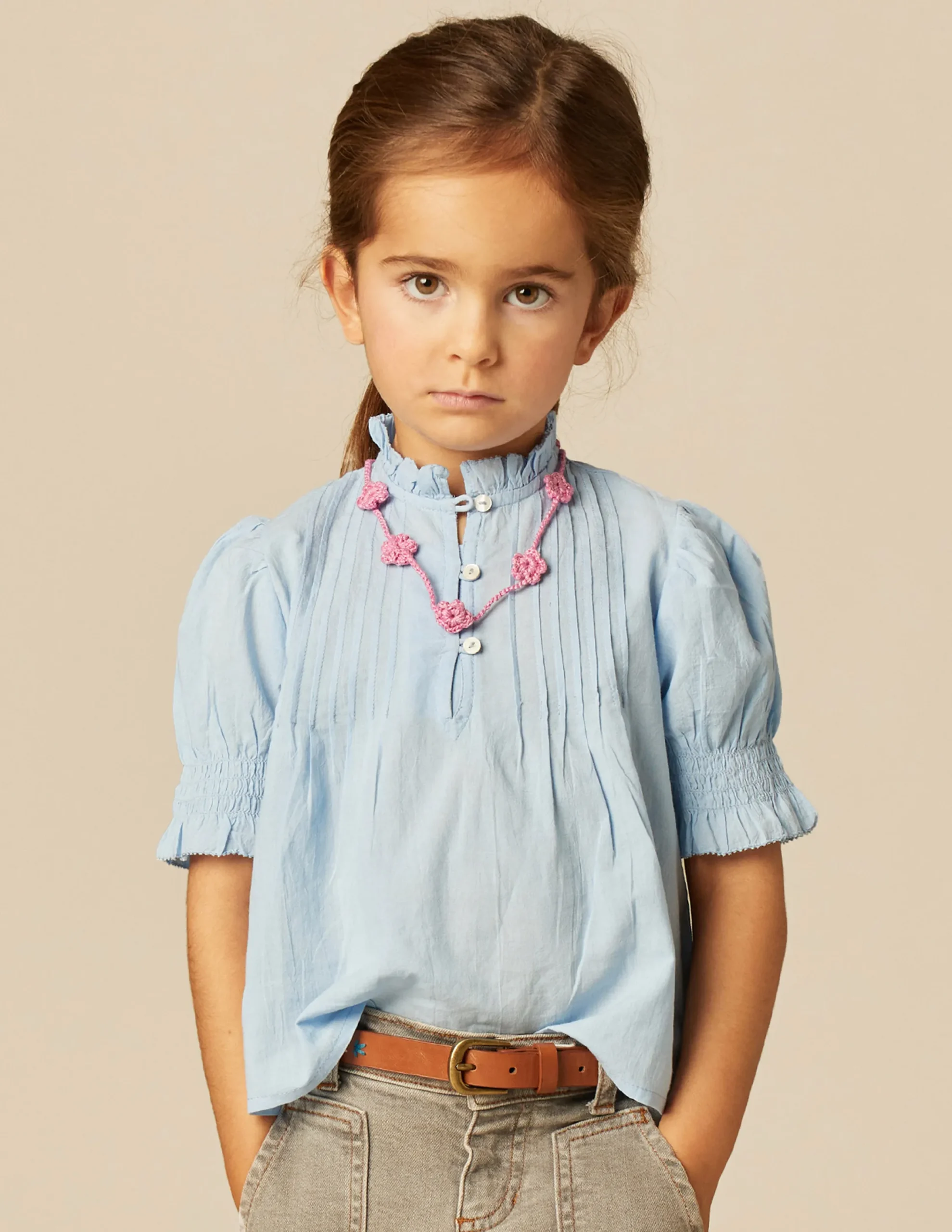Nicoli Shirts<BLUE PIN-TUCK SHIRT Azules claros