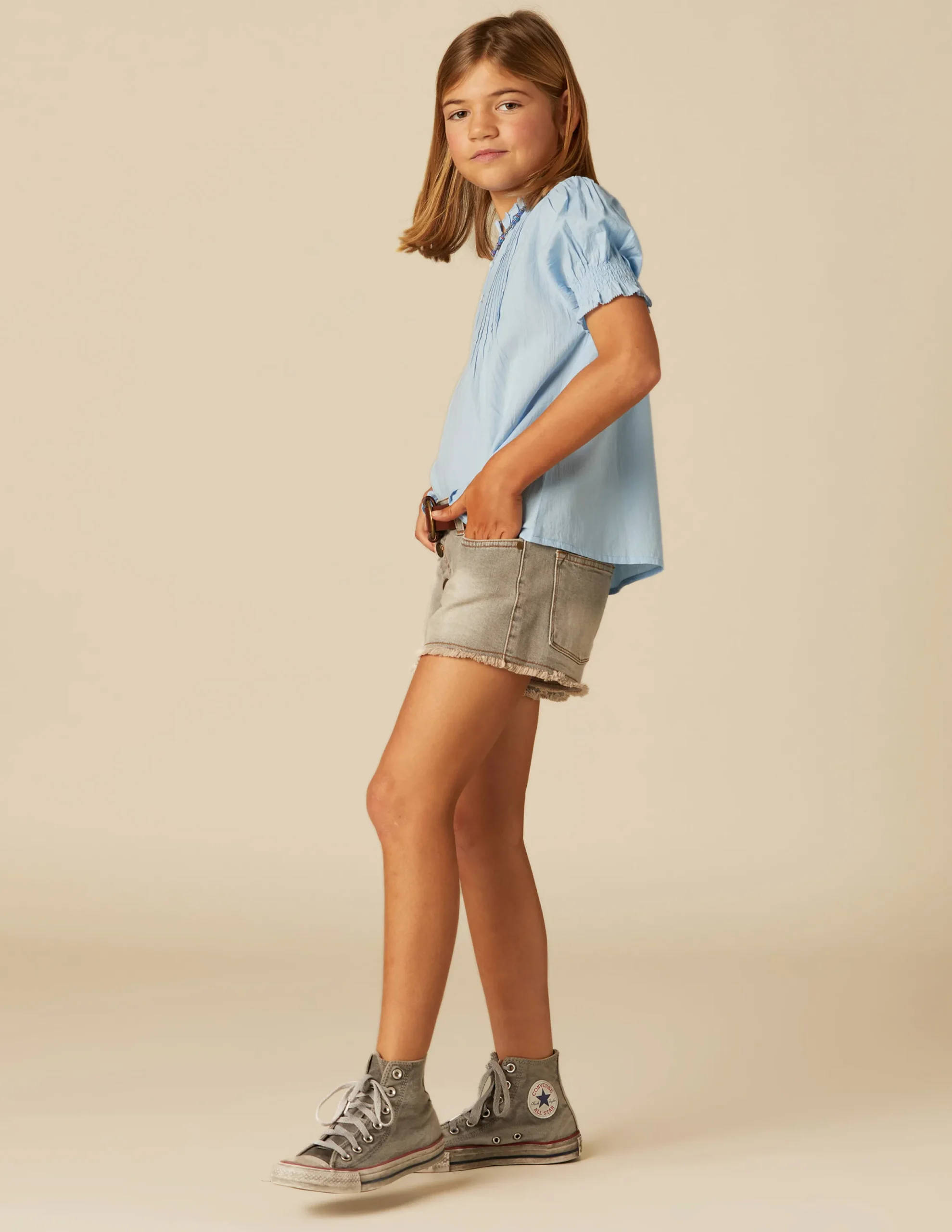 Nicoli Shirts<BLUE PIN-TUCK SHIRT Azules claros