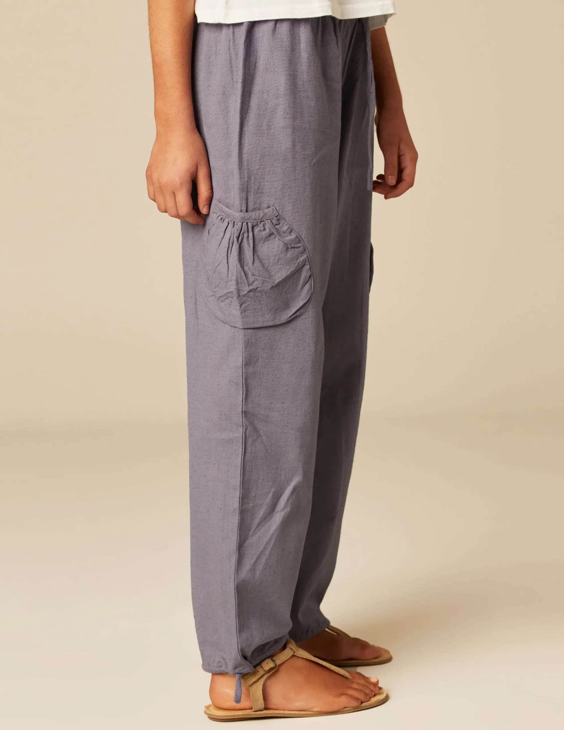 Nicoli Trousers<BLUE POCKET LINEN TROUSERS Azules