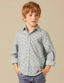 Nicoli Shirts<BLUE PRINT SHIRT Azules claros