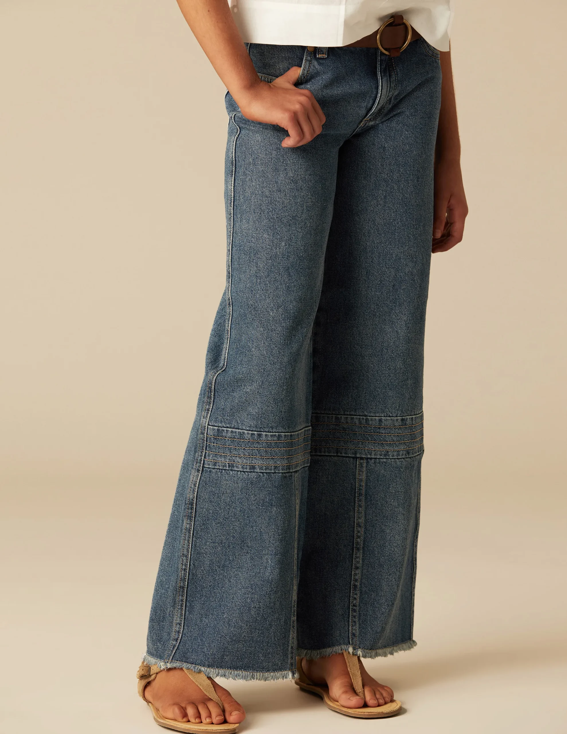 Nicoli Trousers|Denim<BLUE SEAMED JEANS Azul vaquero
