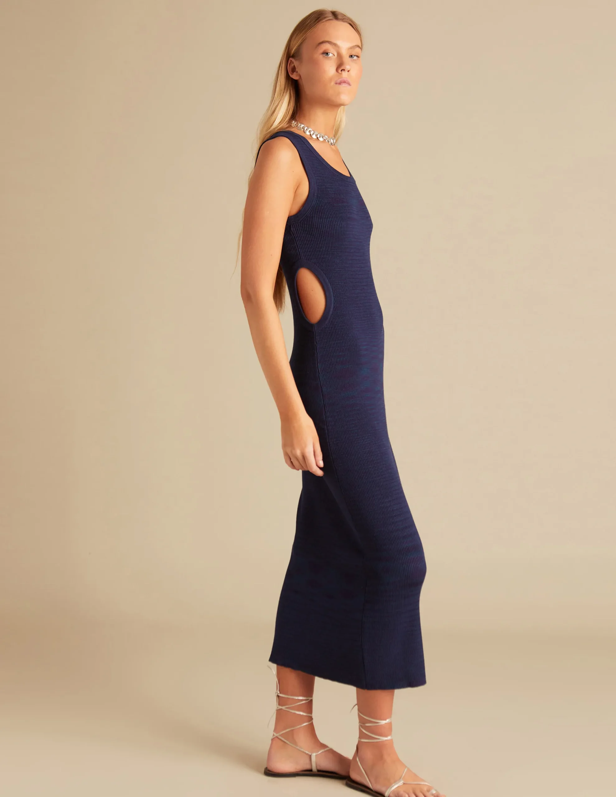 Nicoli Dresses<BLUE SIDE OPENED DRESS Verdes claros