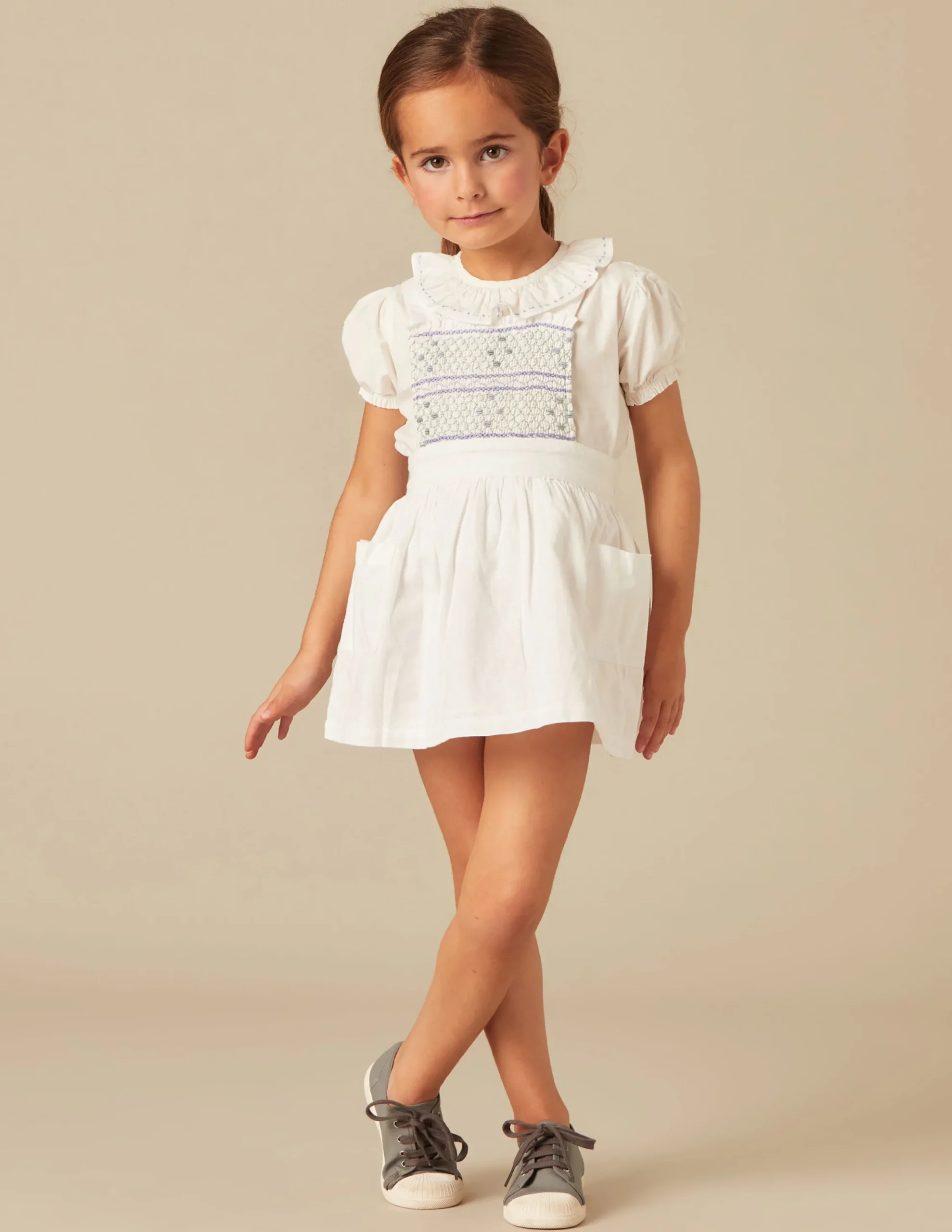 Nicoli Skirts<BLUE SMOCKED PINAFORE DRESS Azules claros