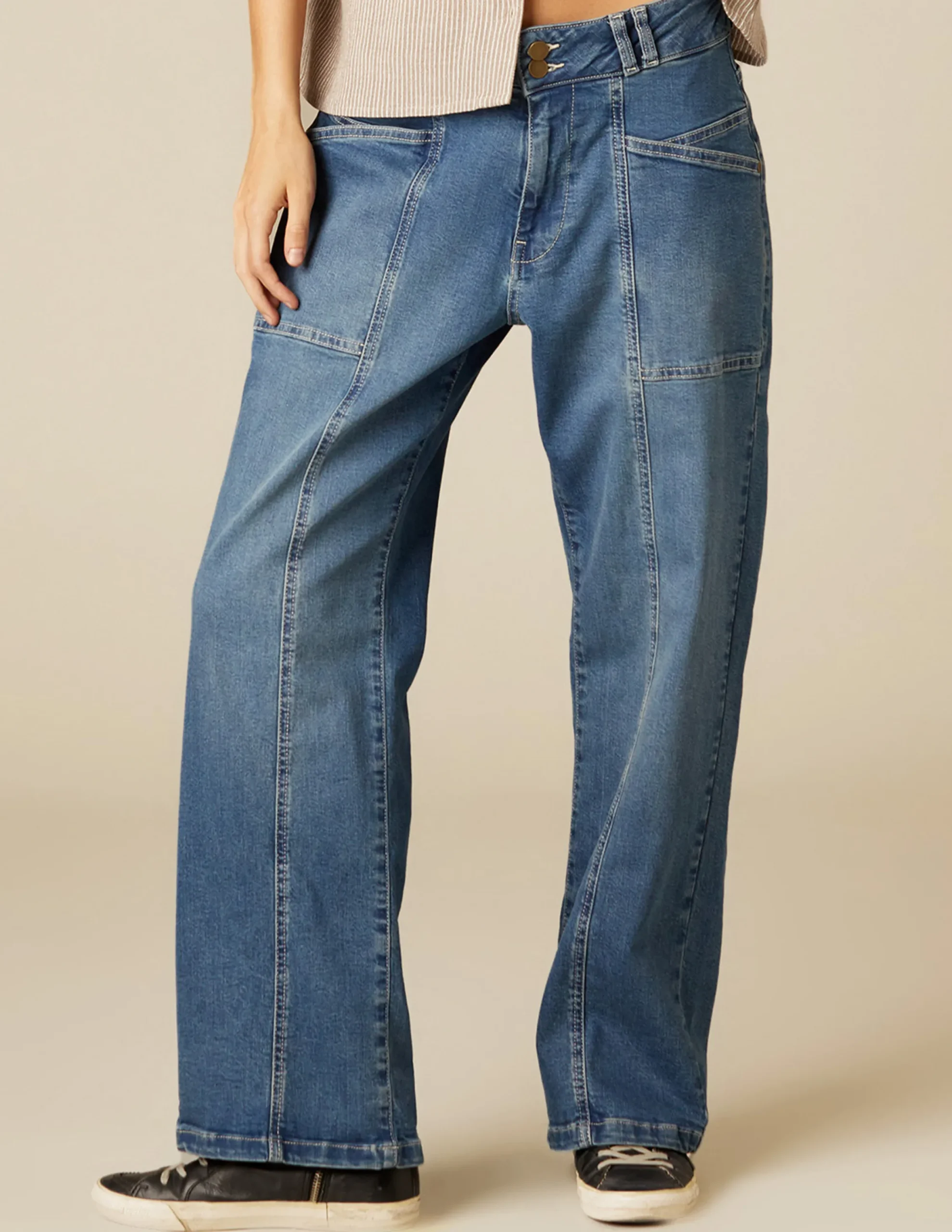 Nicoli Trousers|Denim<BLUE STITCHED JEANS Blancos