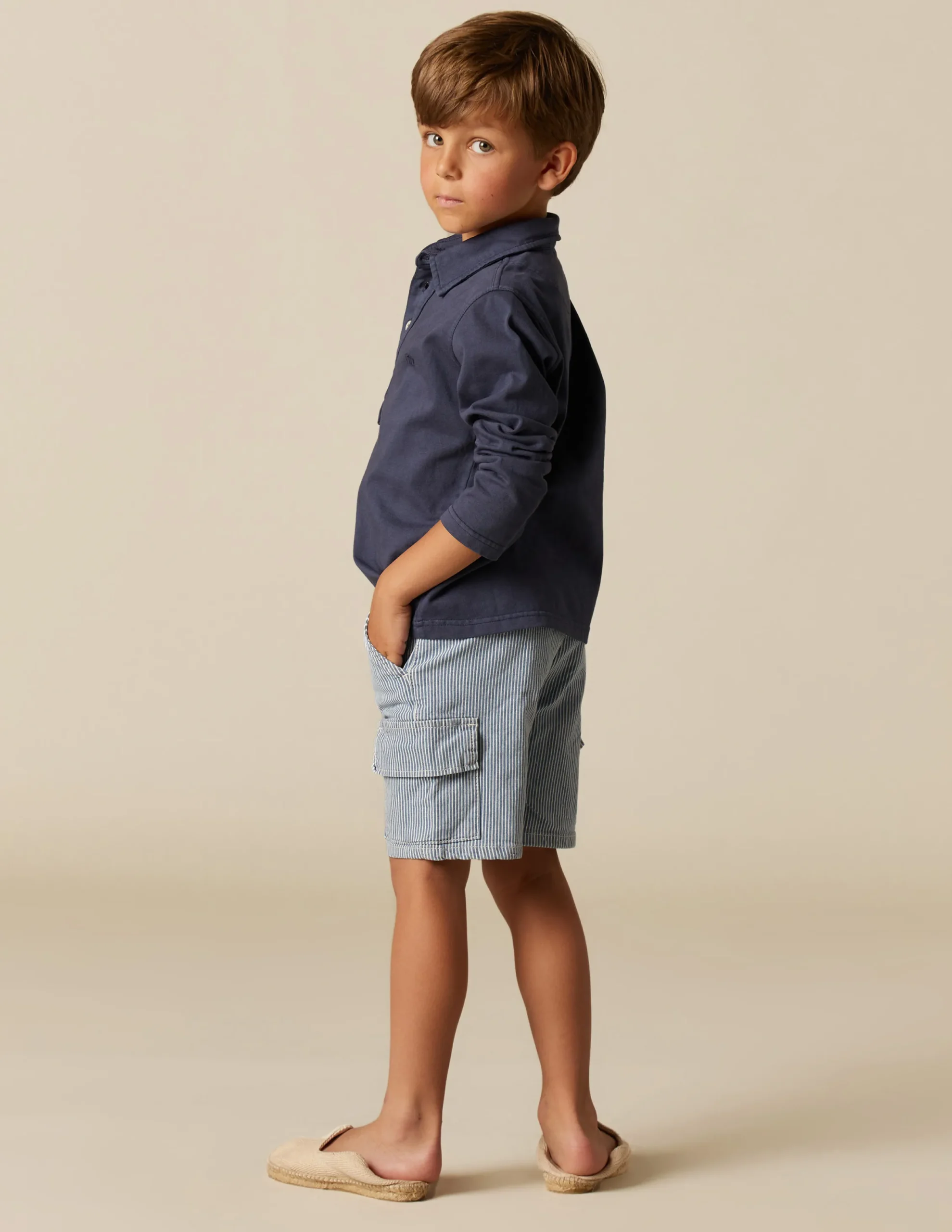 Nicoli Trousers<BLUE STRIPED CARGO SHORTS Rojos