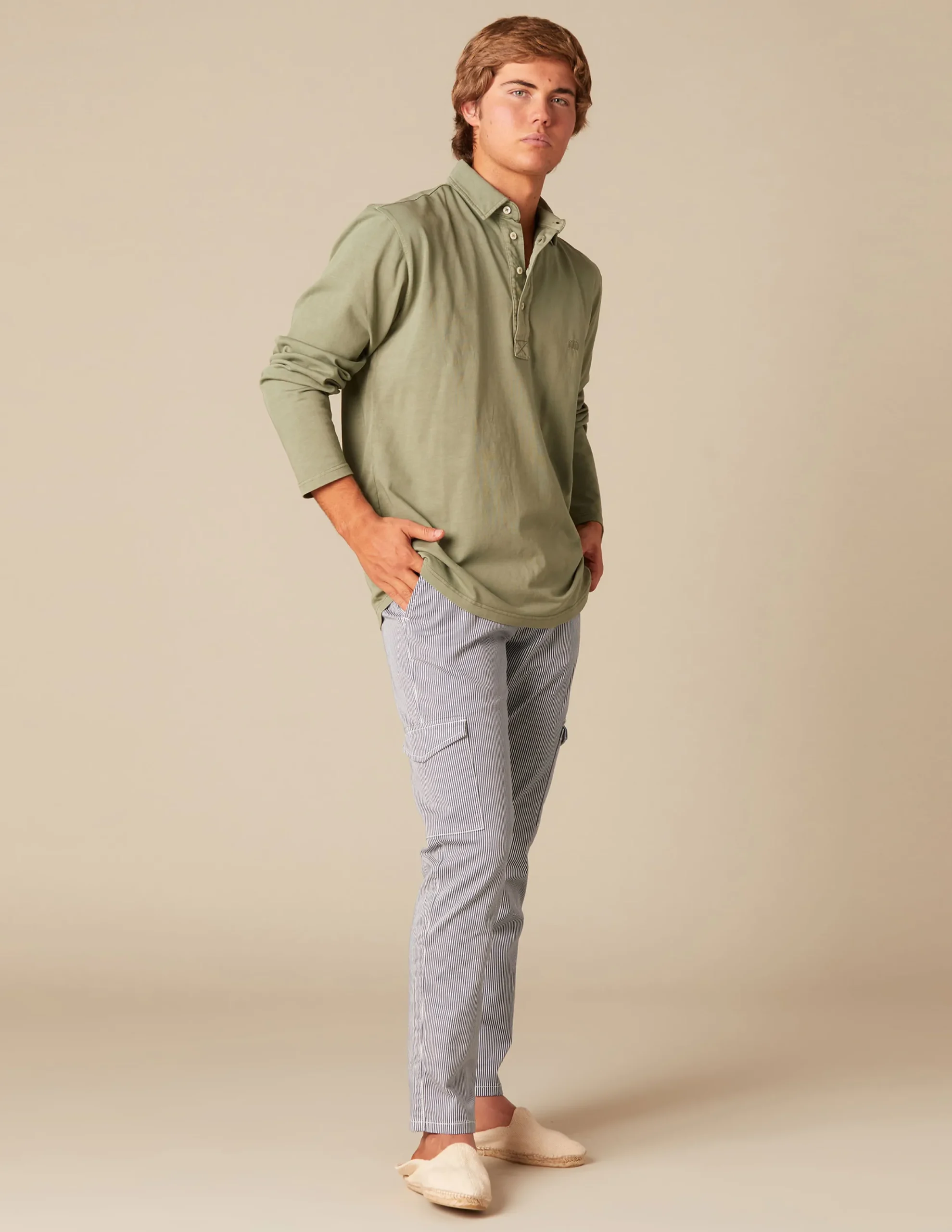 Nicoli Trousers<BLUE STRIPED CARGO TROUSERS Azules