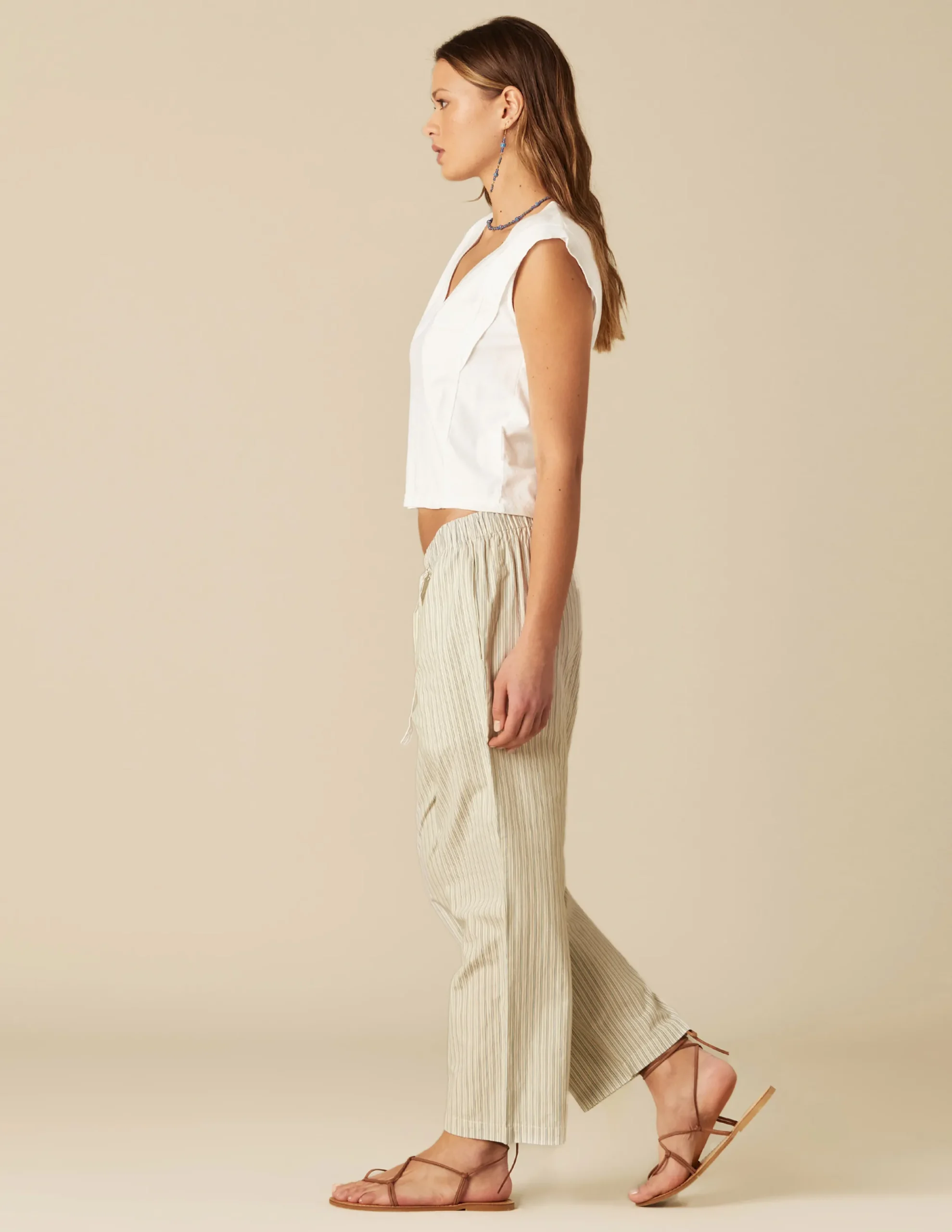 Nicoli Trousers<BLUE STRIPED COTTON TROUSERS Azules claros