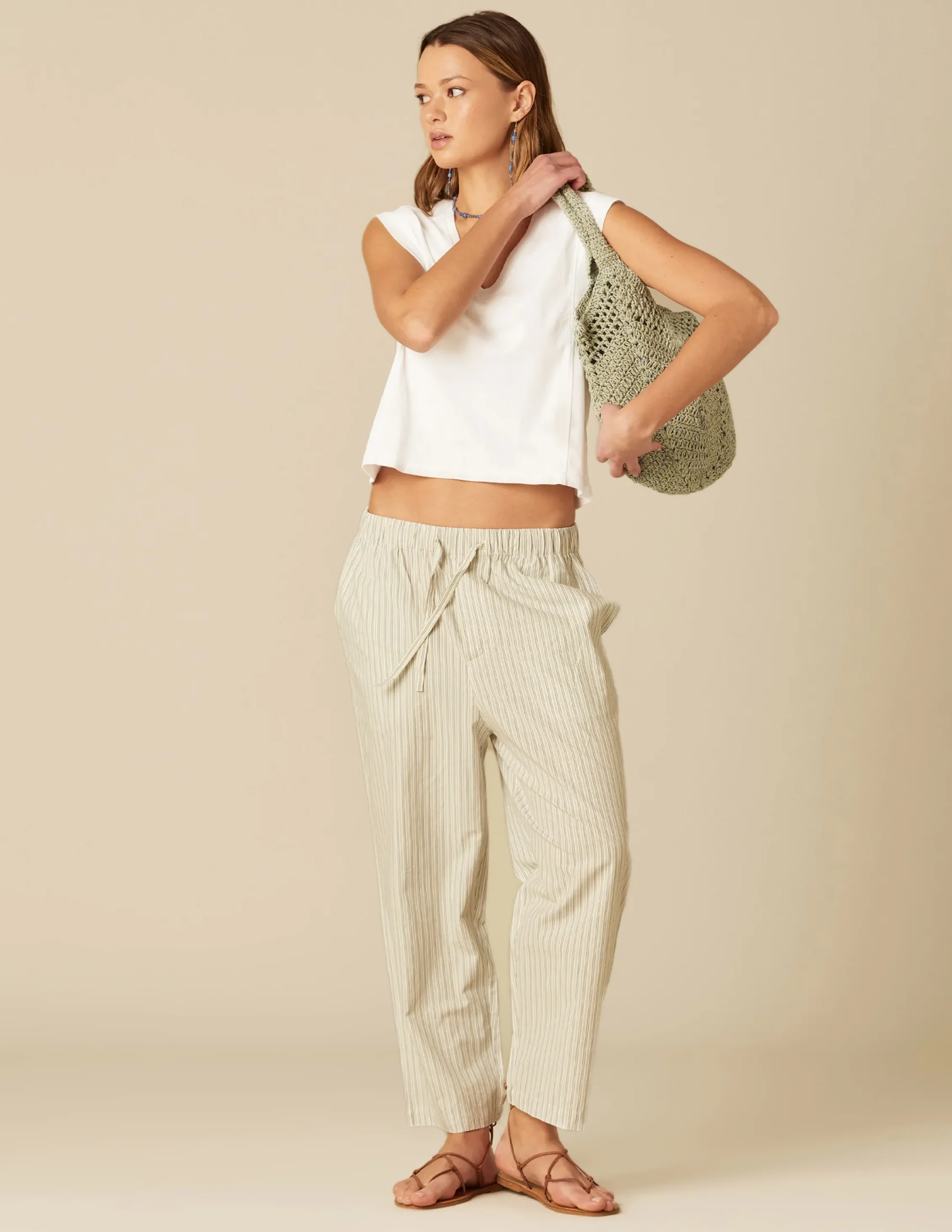 Nicoli Trousers<BLUE STRIPED COTTON TROUSERS Azules claros