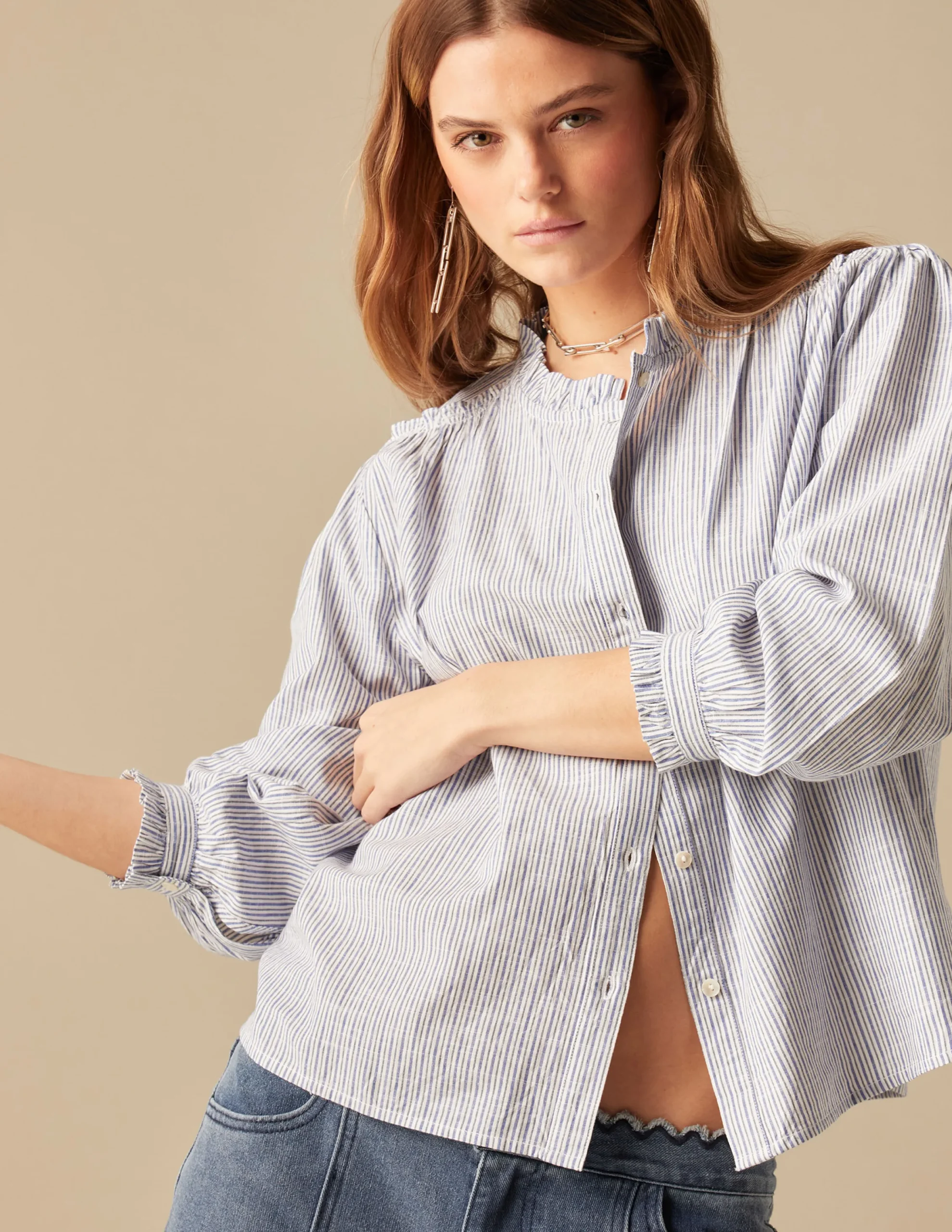 Nicoli Shirts & Blouses<BLUE STRIPED SHIRT Azules