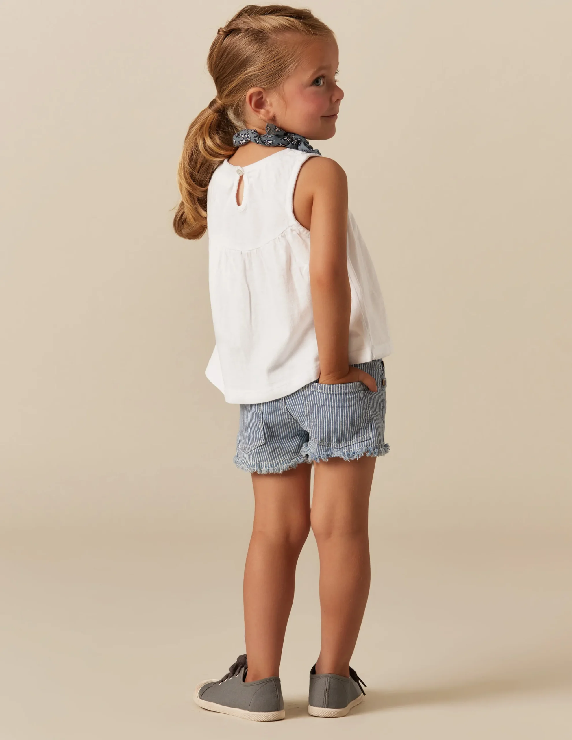 Nicoli Denim|Shorts<BLUE STRIPED SHORTS Rojos