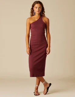 Nicoli Dresses<BROOWN BACKLESS DRESS Negros