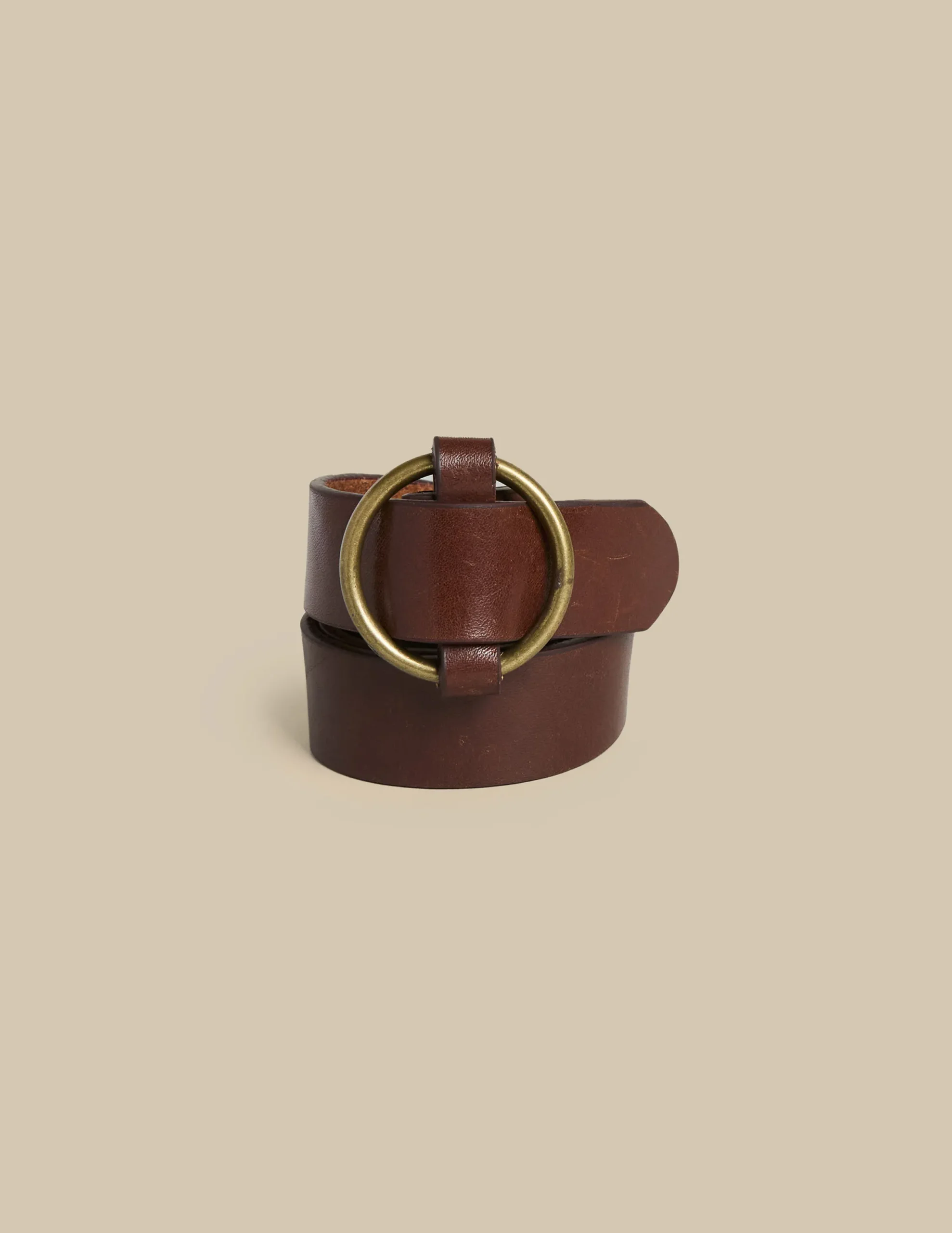 Nicoli Belts|Belts<Brown Leather Round Buckle Belt Marrón chocolate
