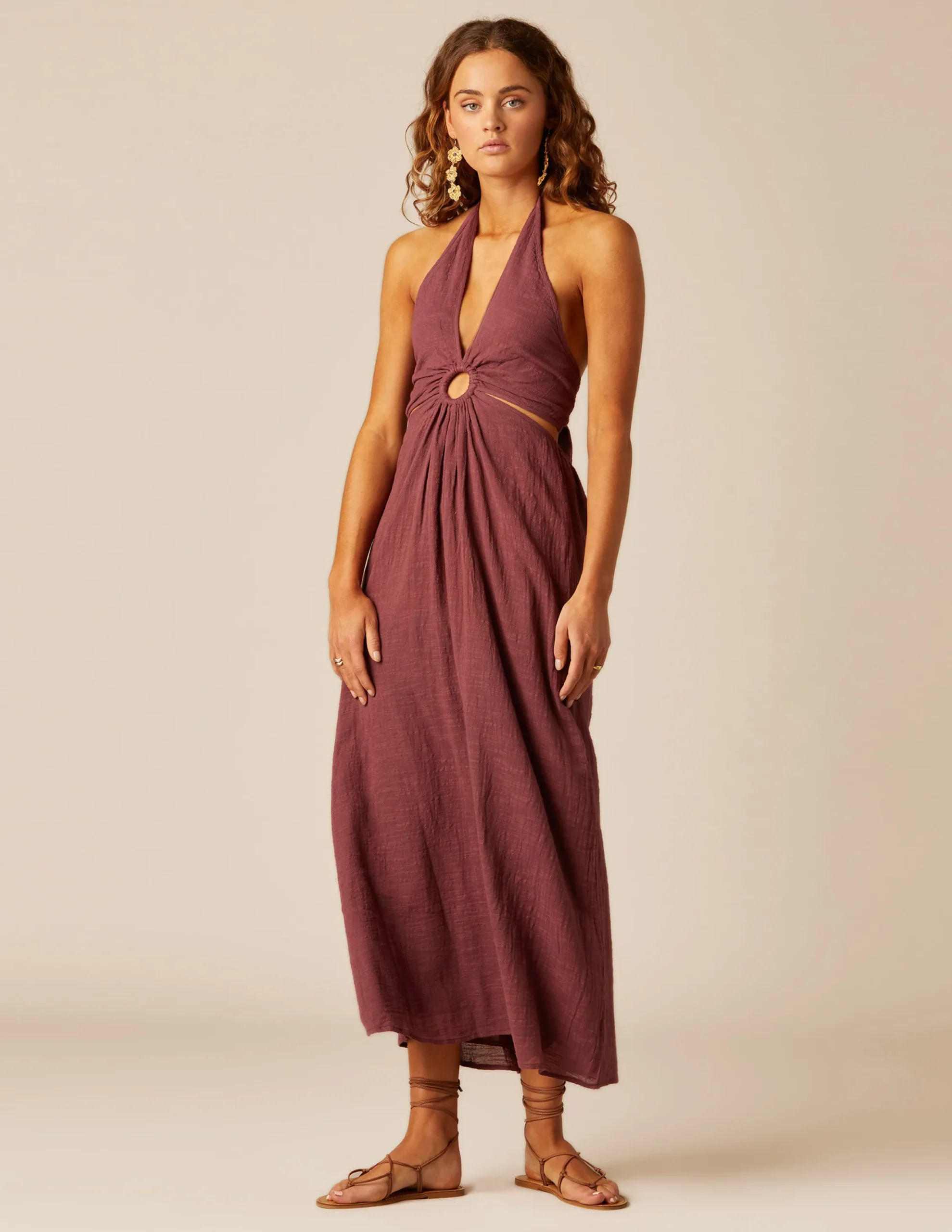 Nicoli Dresses<BROWN OPEN DRESS Marrones