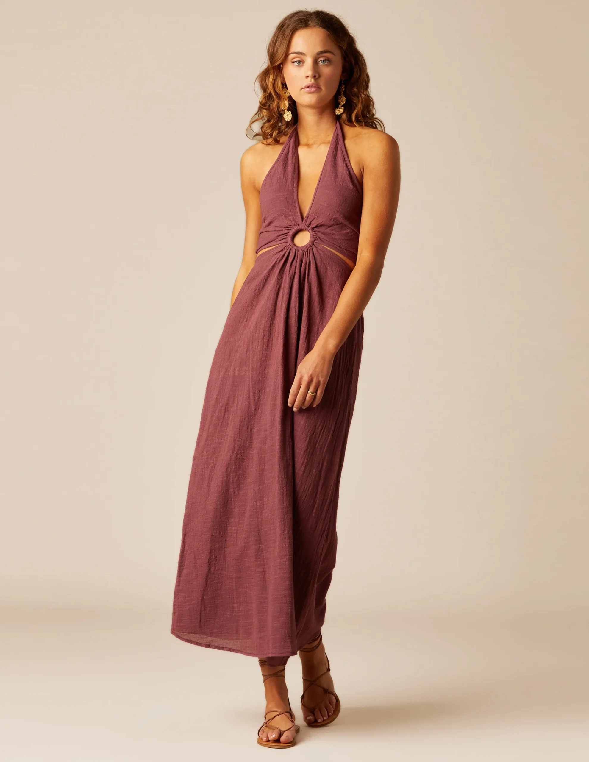 Nicoli Dresses<BROWN OPEN DRESS Marrones