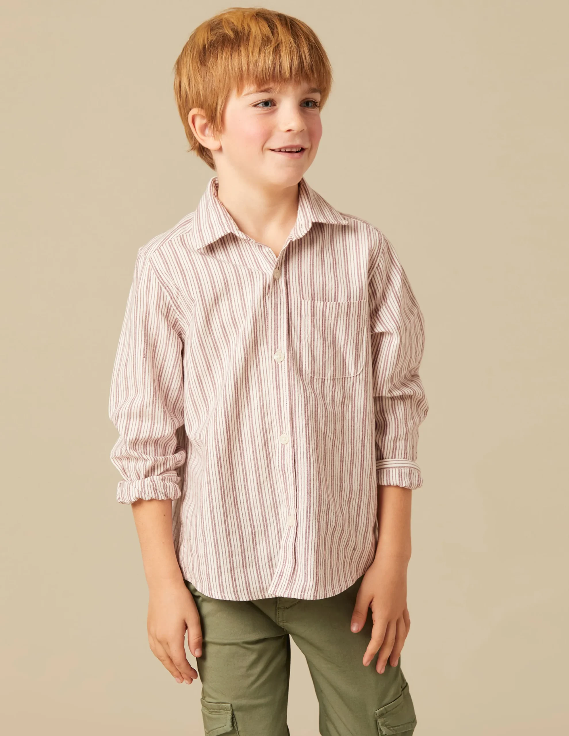 Nicoli Shirts<BROWN STRIPED SHIRT Marrones