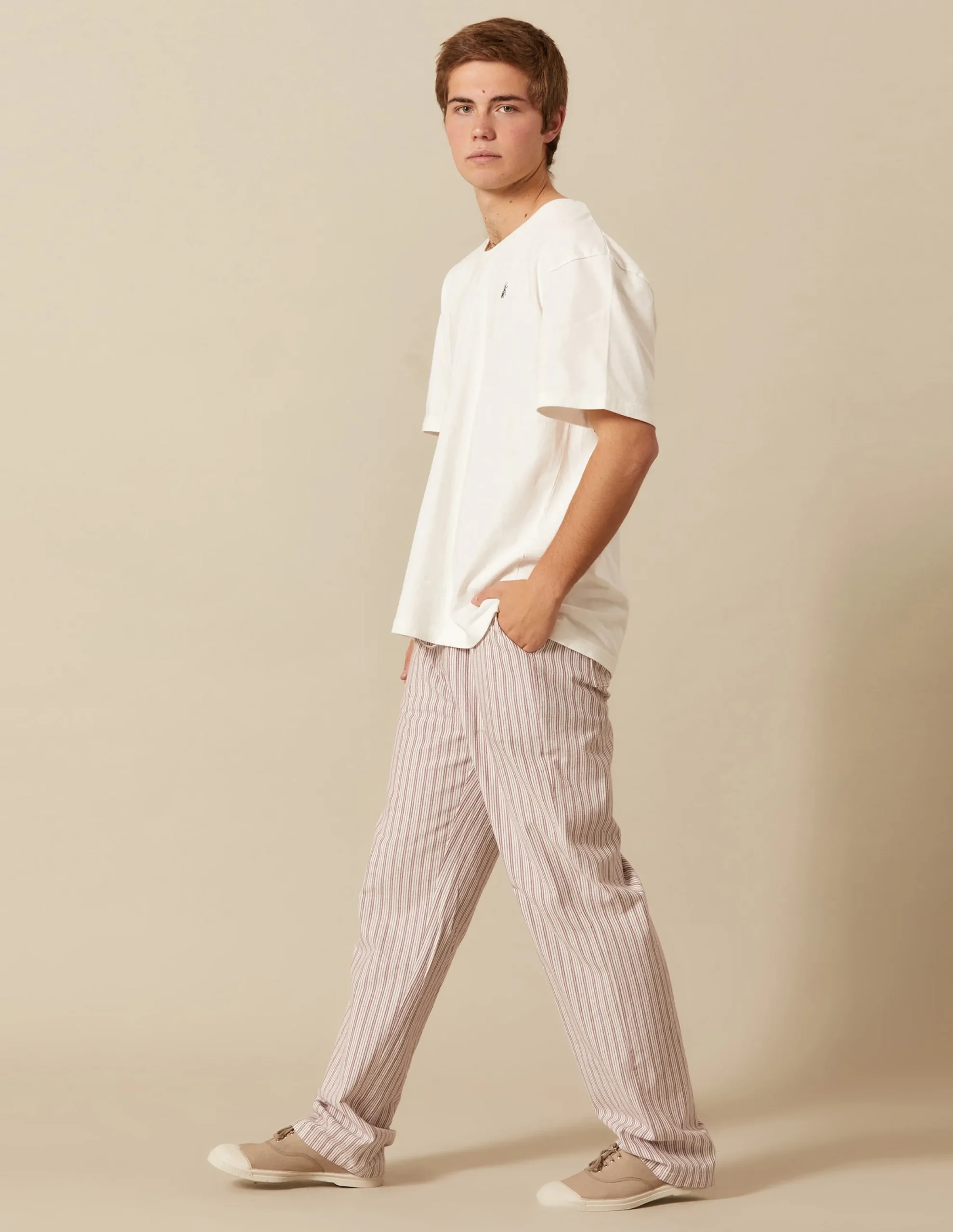 Nicoli Trousers<BROWN STRIPED TROUSERS Marrones