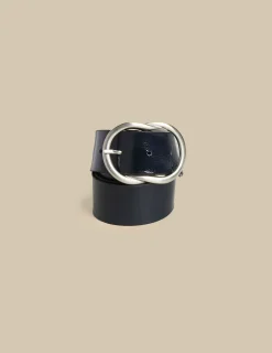 Nicoli Belts<Dark Blue Glossy Belt Azules oscuros