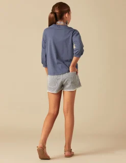 Nicoli T-shirts<DARK BLUE LONG-SLEEVED SHIRT Azules oscuros